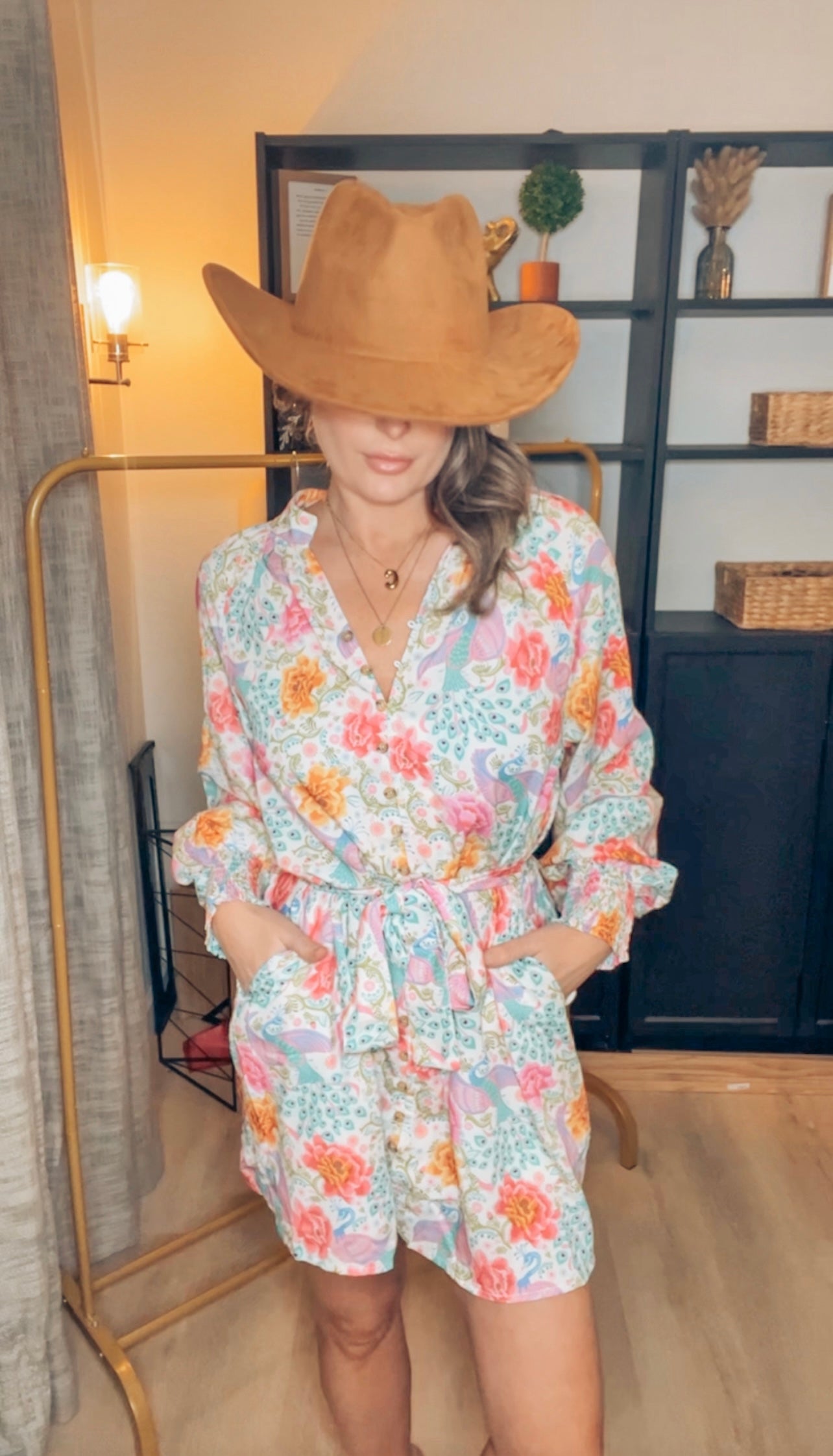 Floral Bubble Sleeve Dress