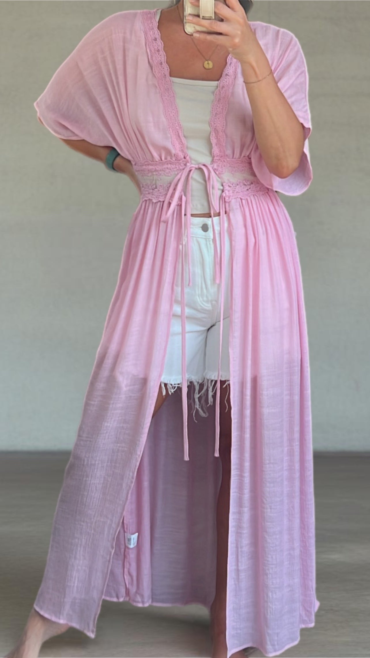 Pink Lace Kimono