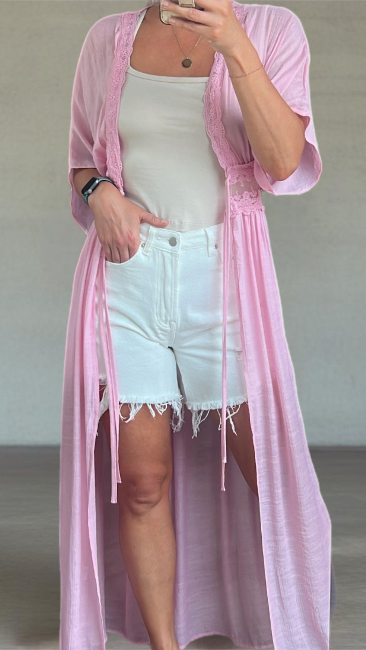 Pink Lace Kimono