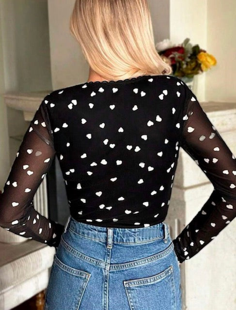Mesh Heart Bodysuit