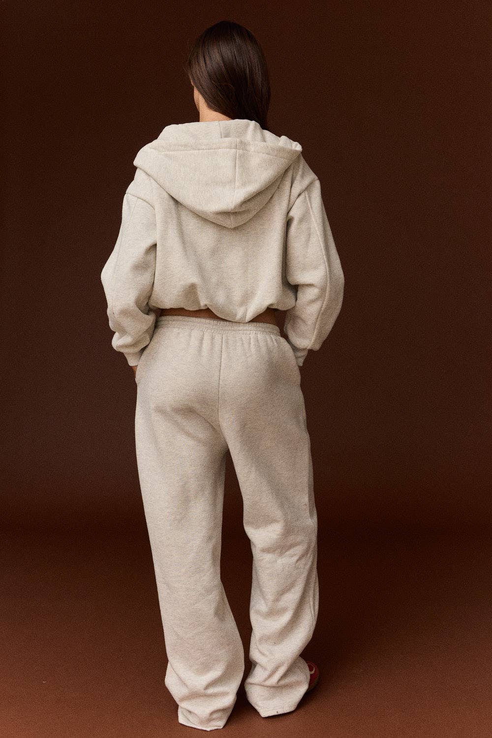 Sadie Wide Leg Sweatpants: Beige