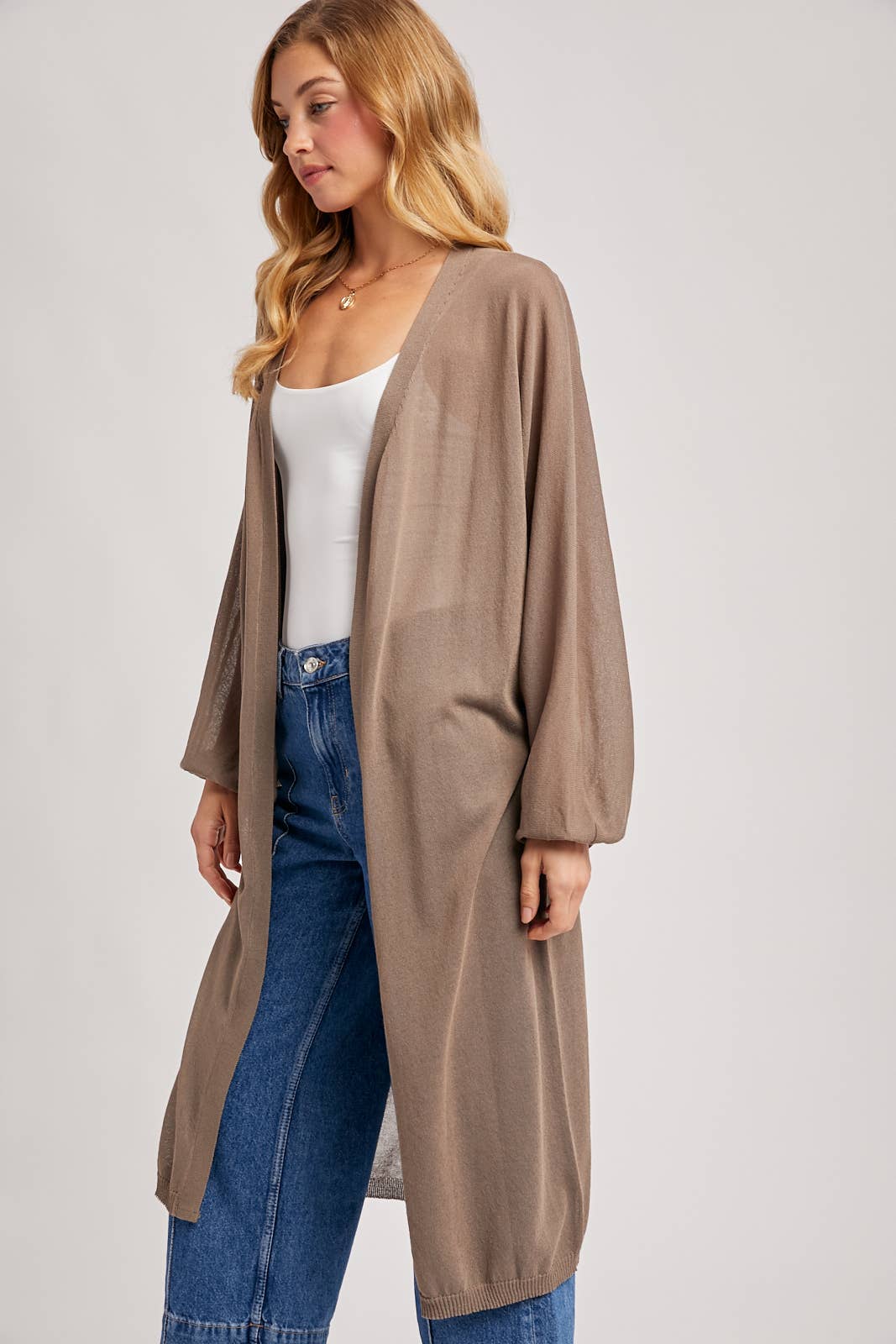 Sheer Knit Cardigan: Ash