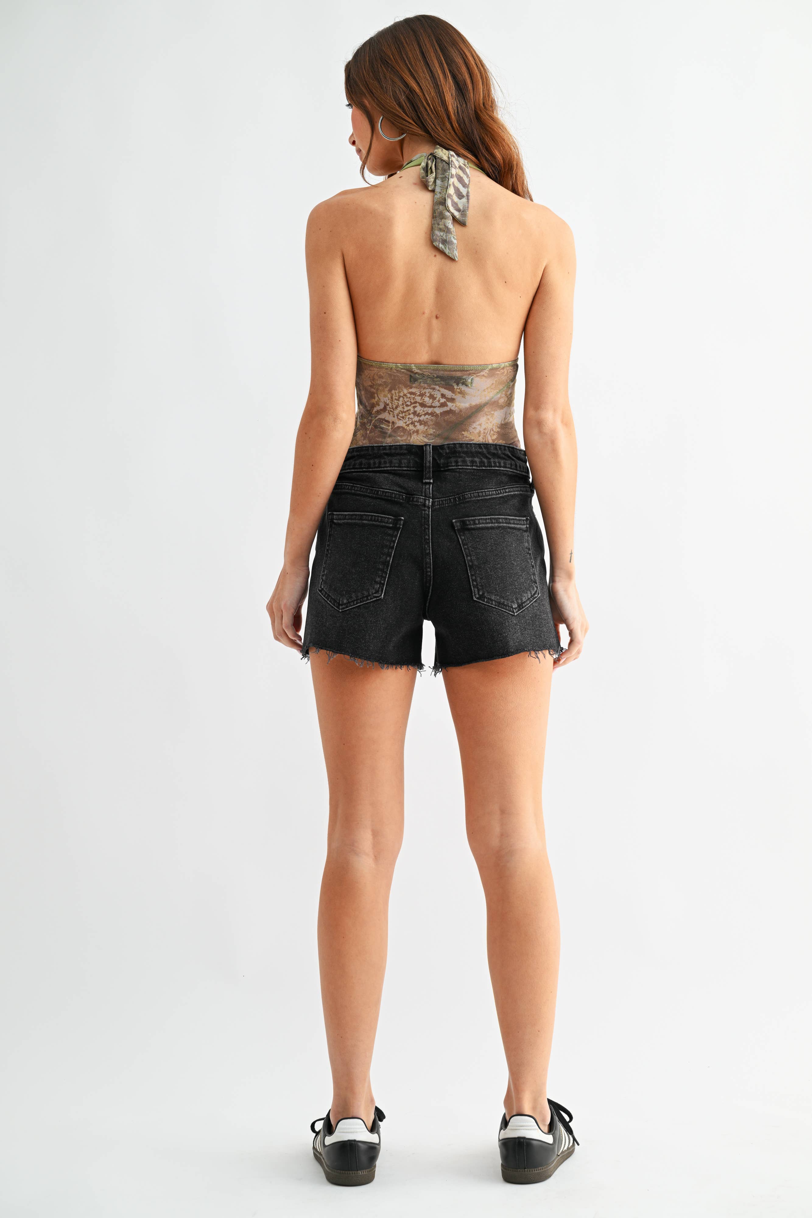 Classic Stretch Cut Off Short: Black