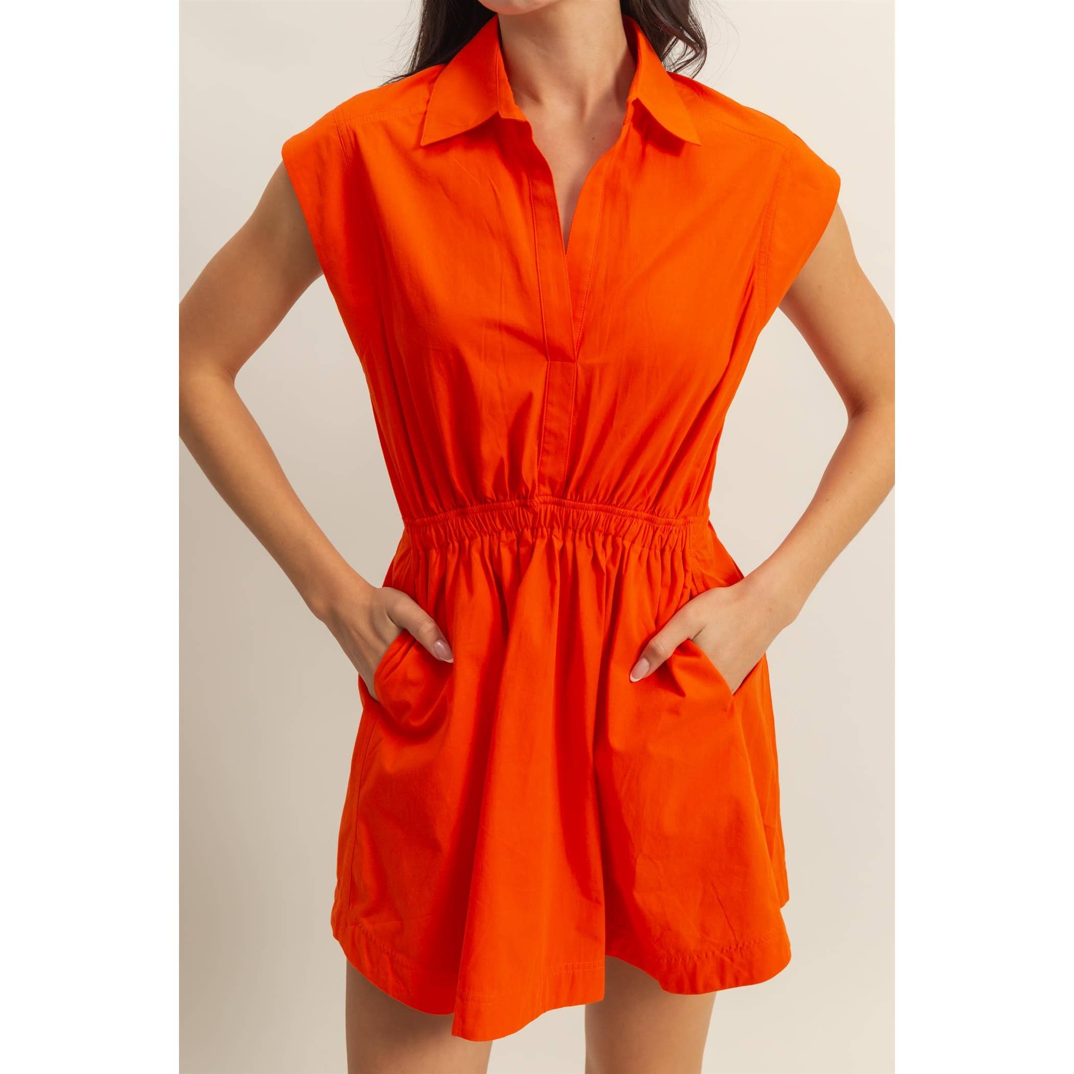 Flirty Collared Mini Dress:TOMATO