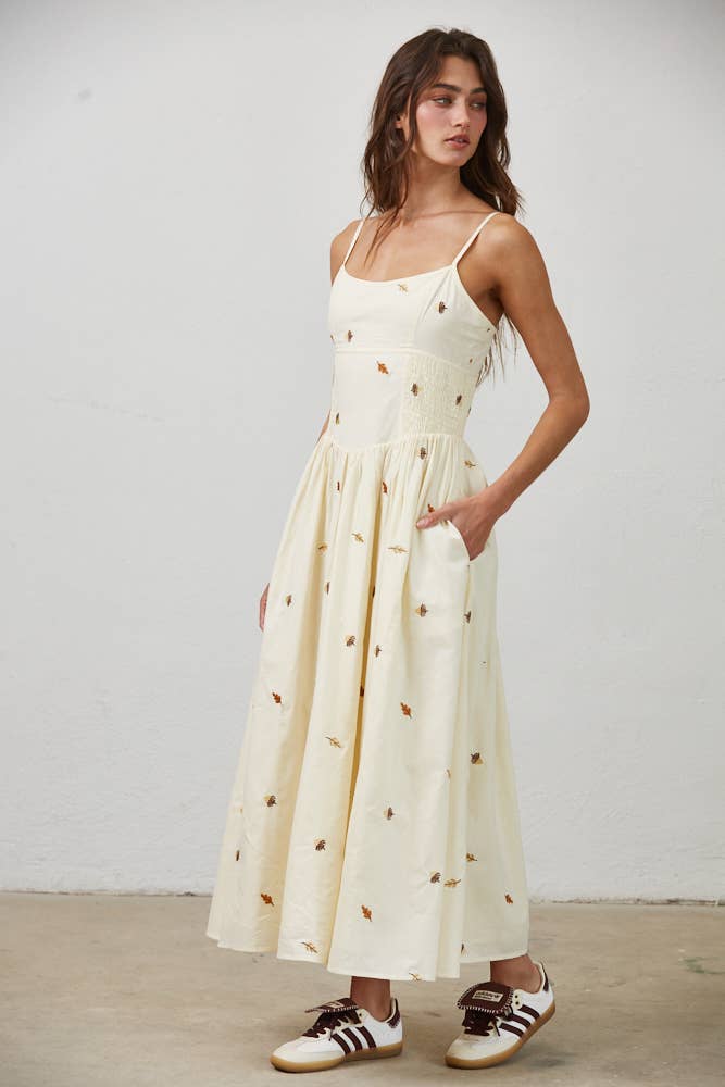 Leaf Maxi Dress: Beige