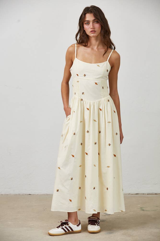 Leaf Maxi Dress: Beige