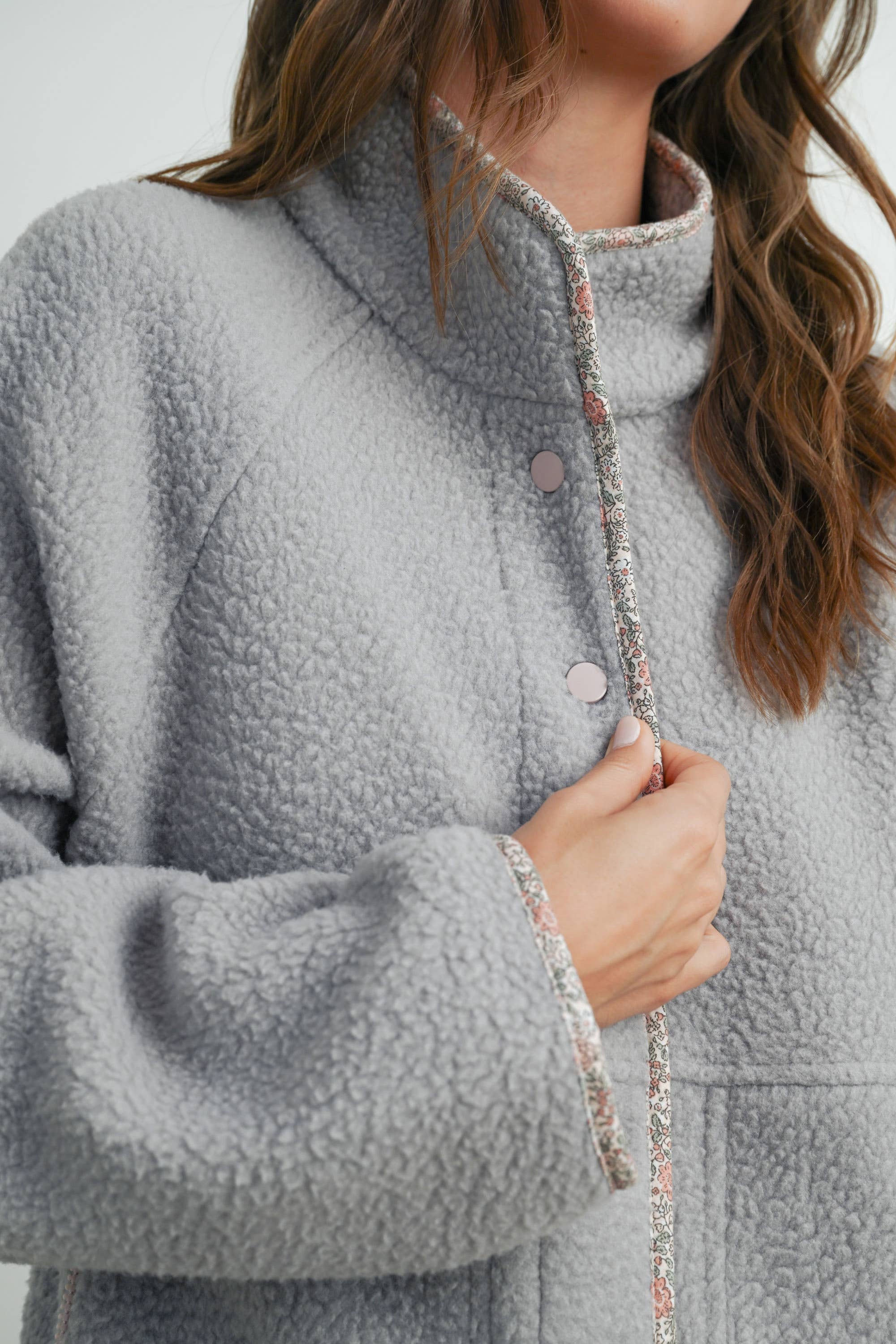 Fall Cozy Sherpa Fleece Jacket: Grey