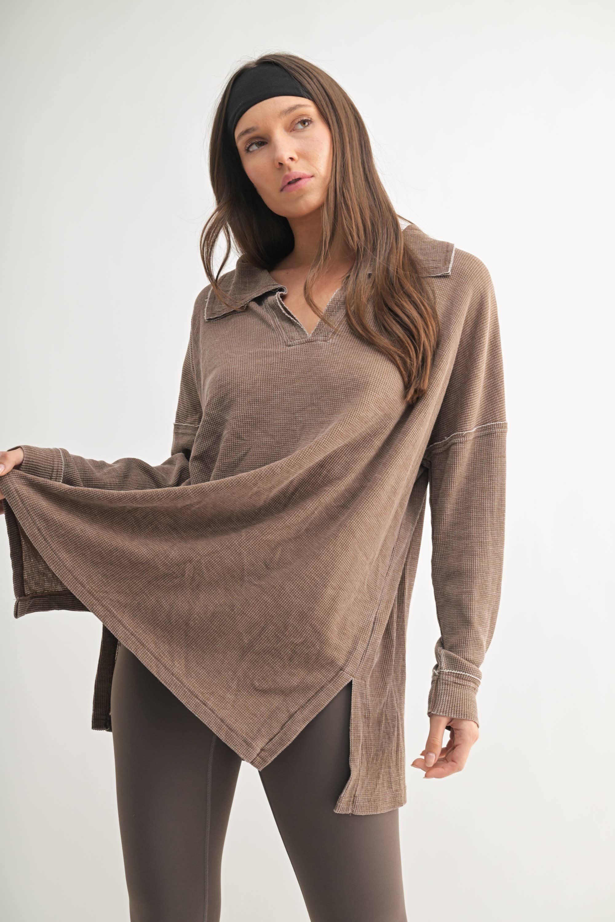 Waffle Knit Oversized:Black