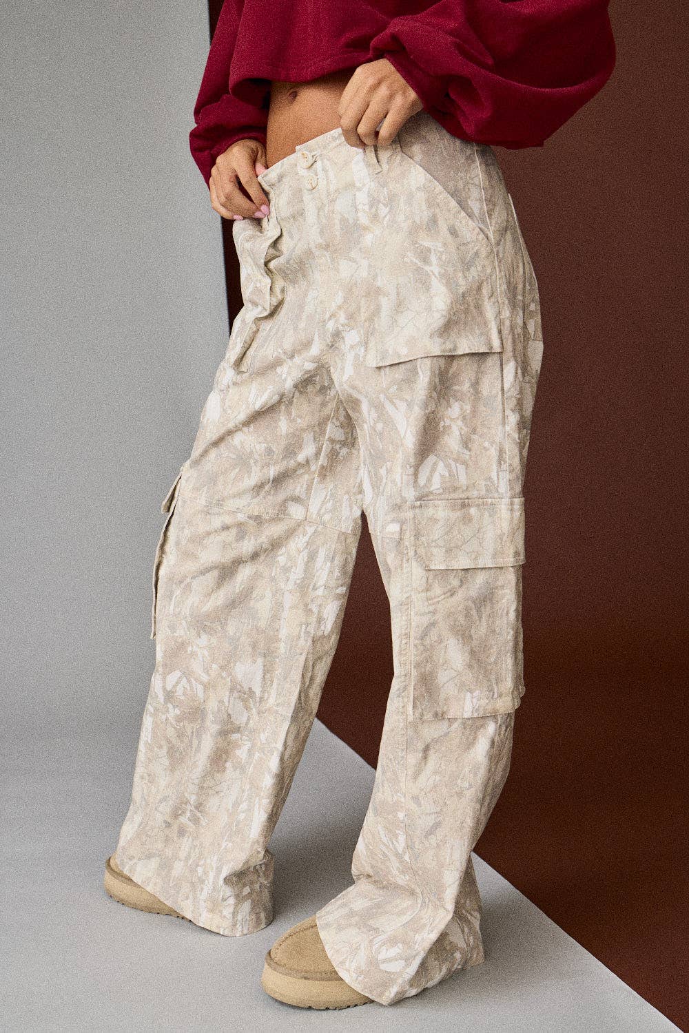 Wide-Leg Camo Cargo Pants