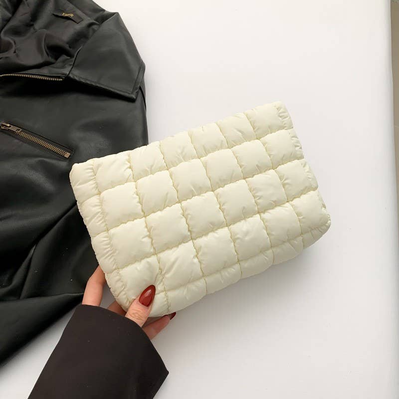 Puffy Cosmetic Makeup Bag:Off-White