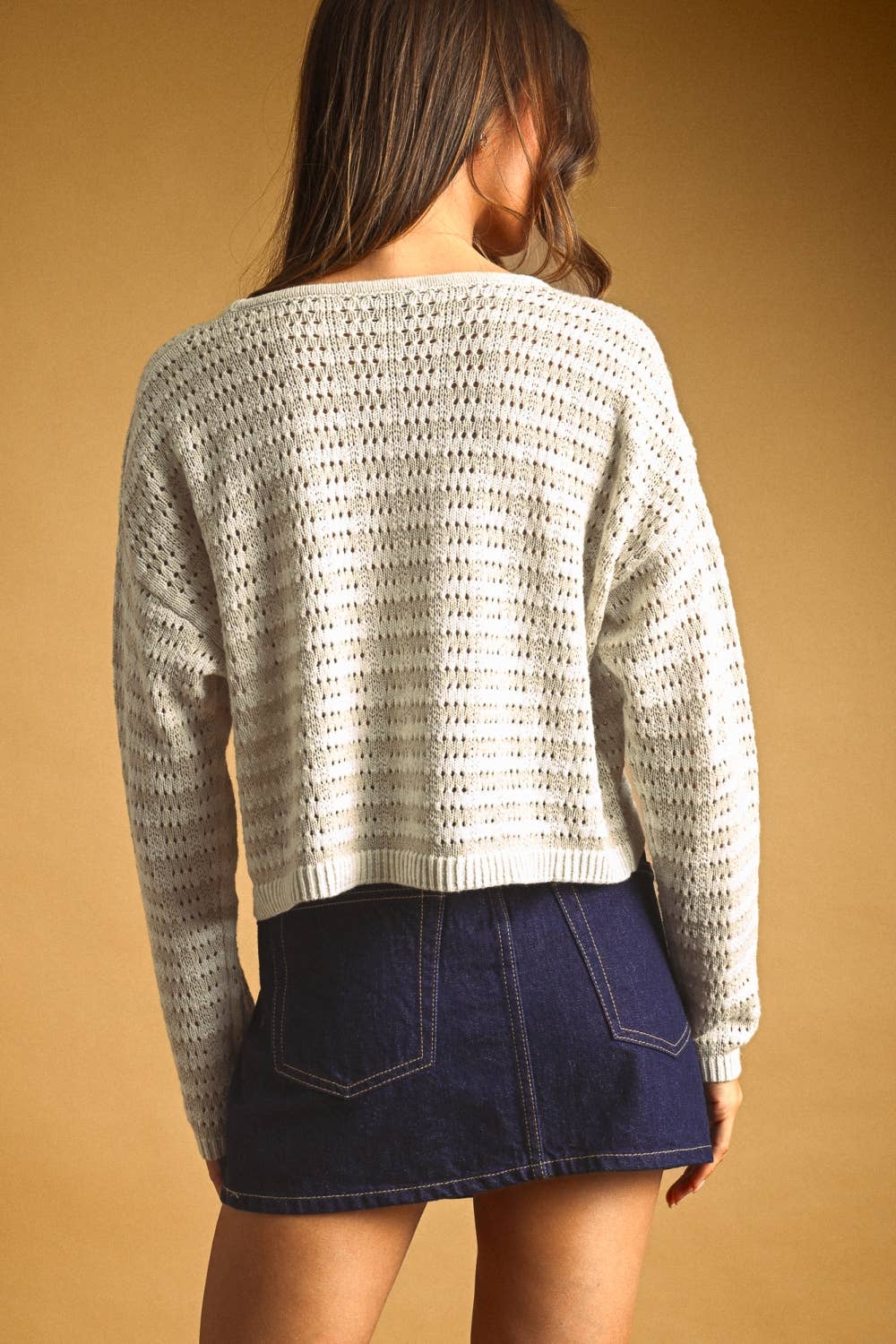 Crochet Knitted Cardigan: Beige/Cream