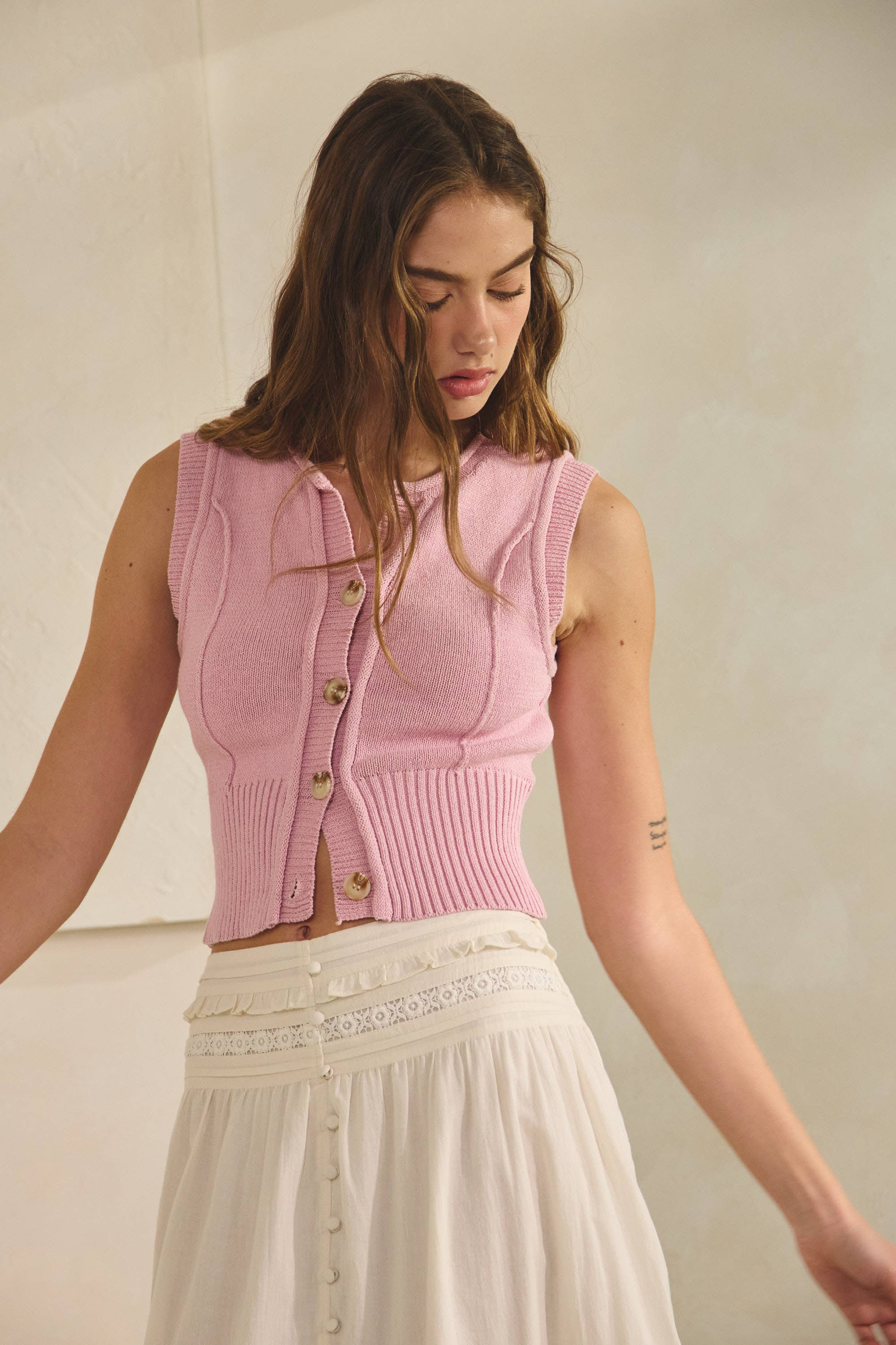 Roll Up Neck Sweater Vest