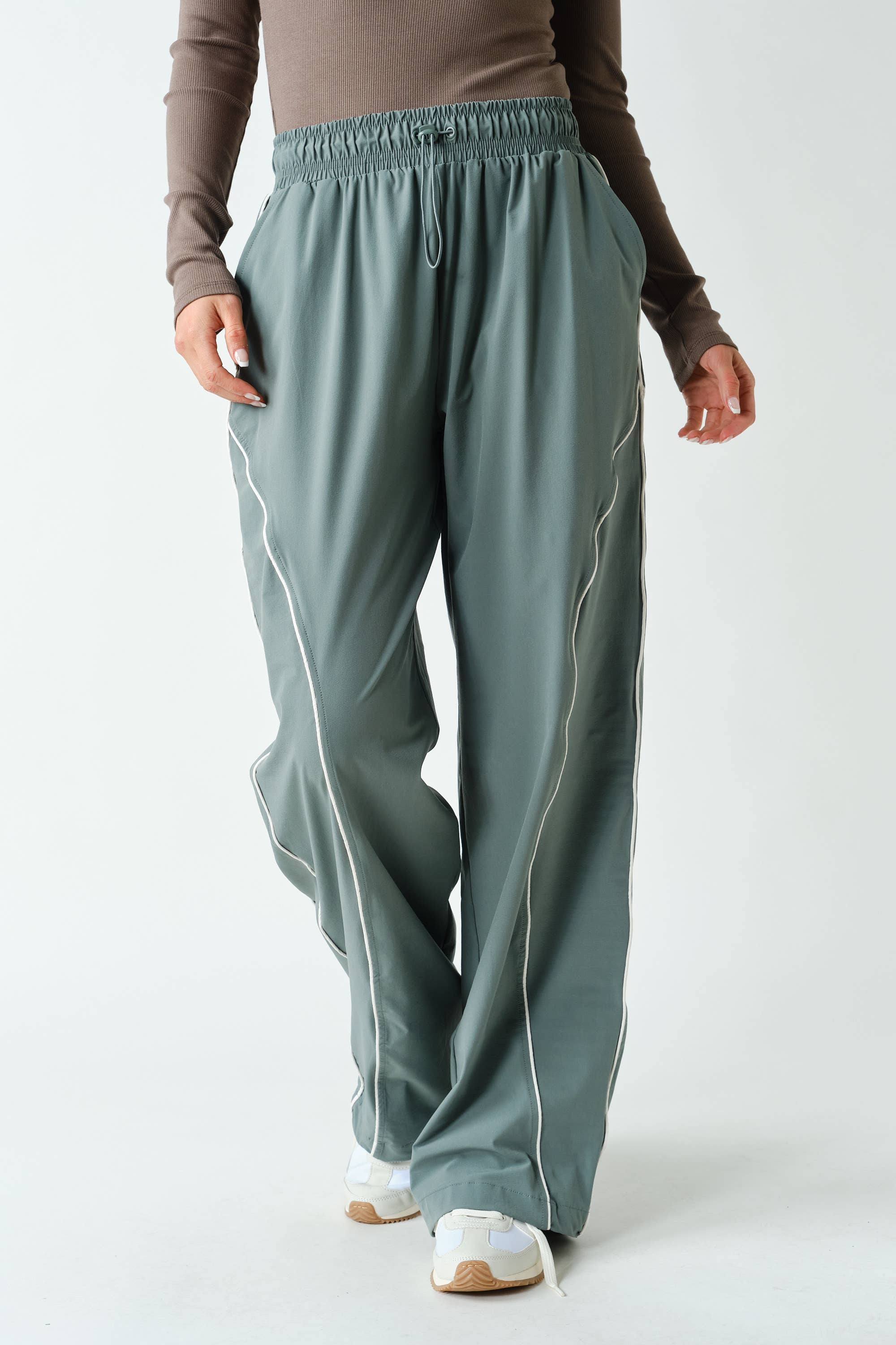 Curved Classic Track Pants: Eucalyptus