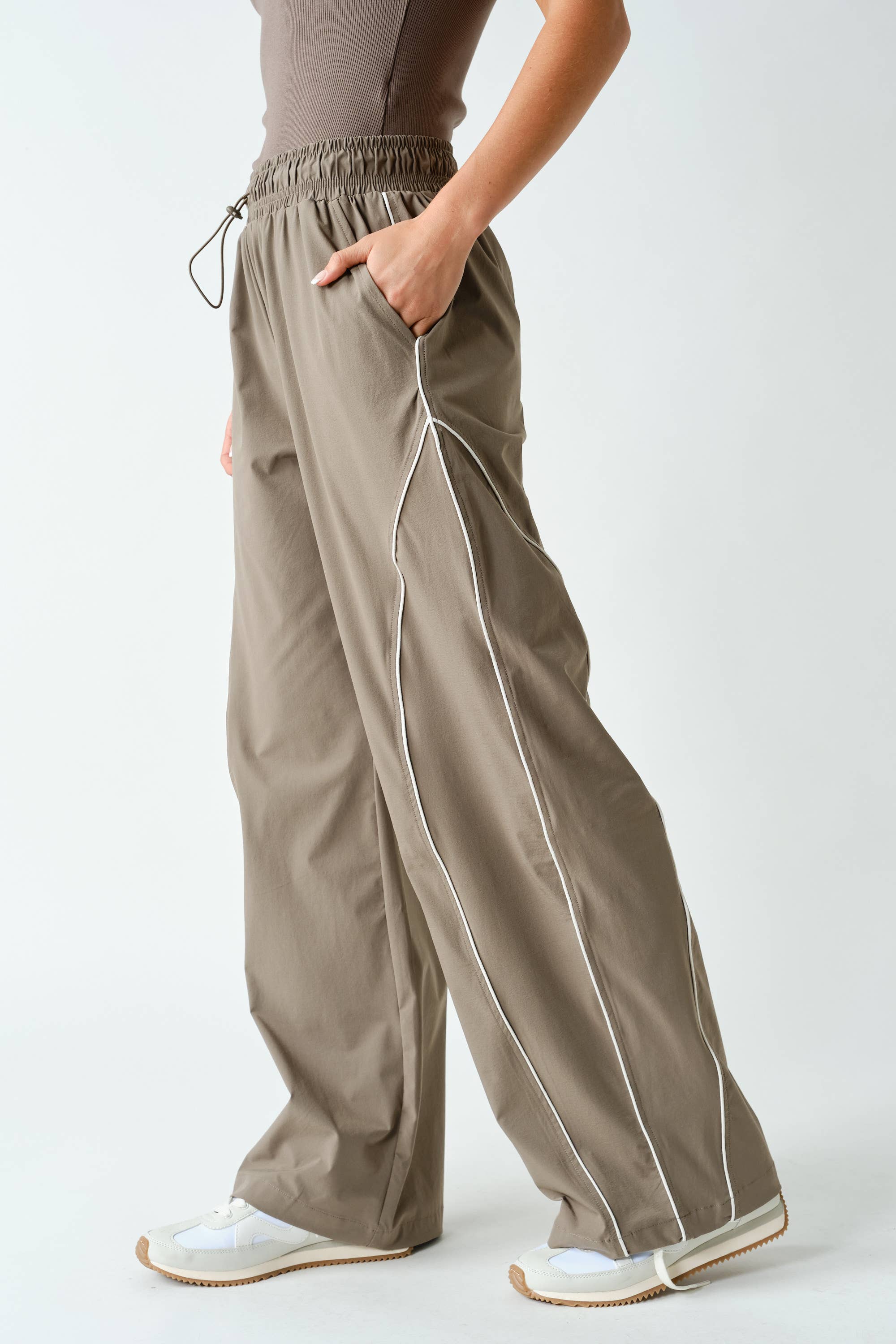 Curved Classic Track Pants: Truffle