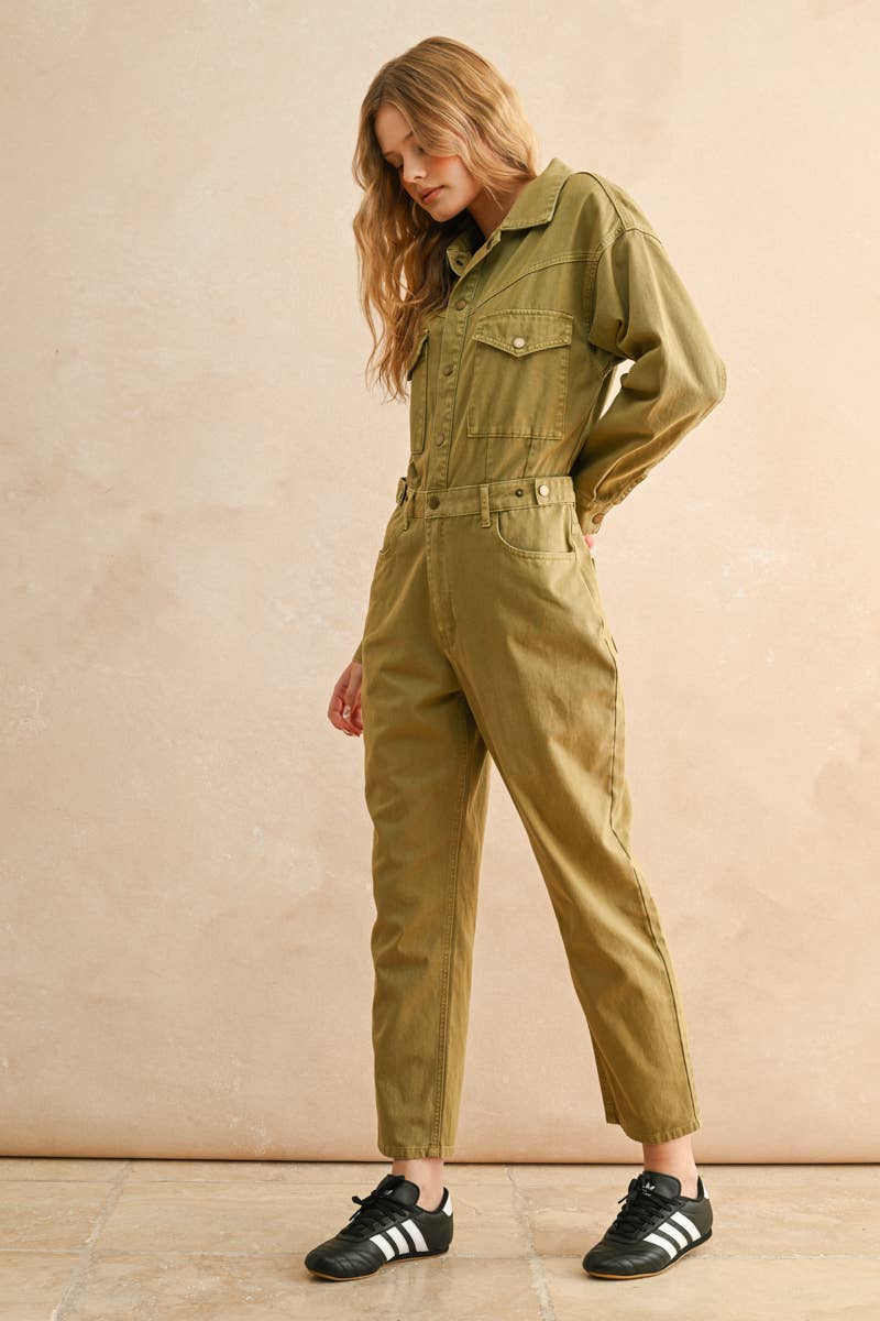 Utility Jumpsuit: Washed Olive