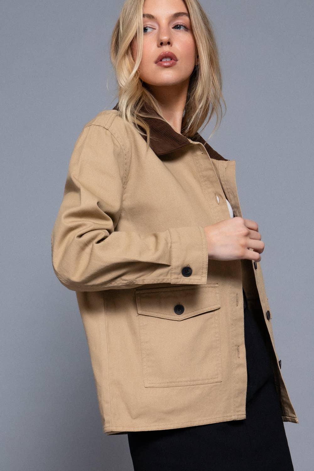 Corduroy Twill Jacket:Khaki