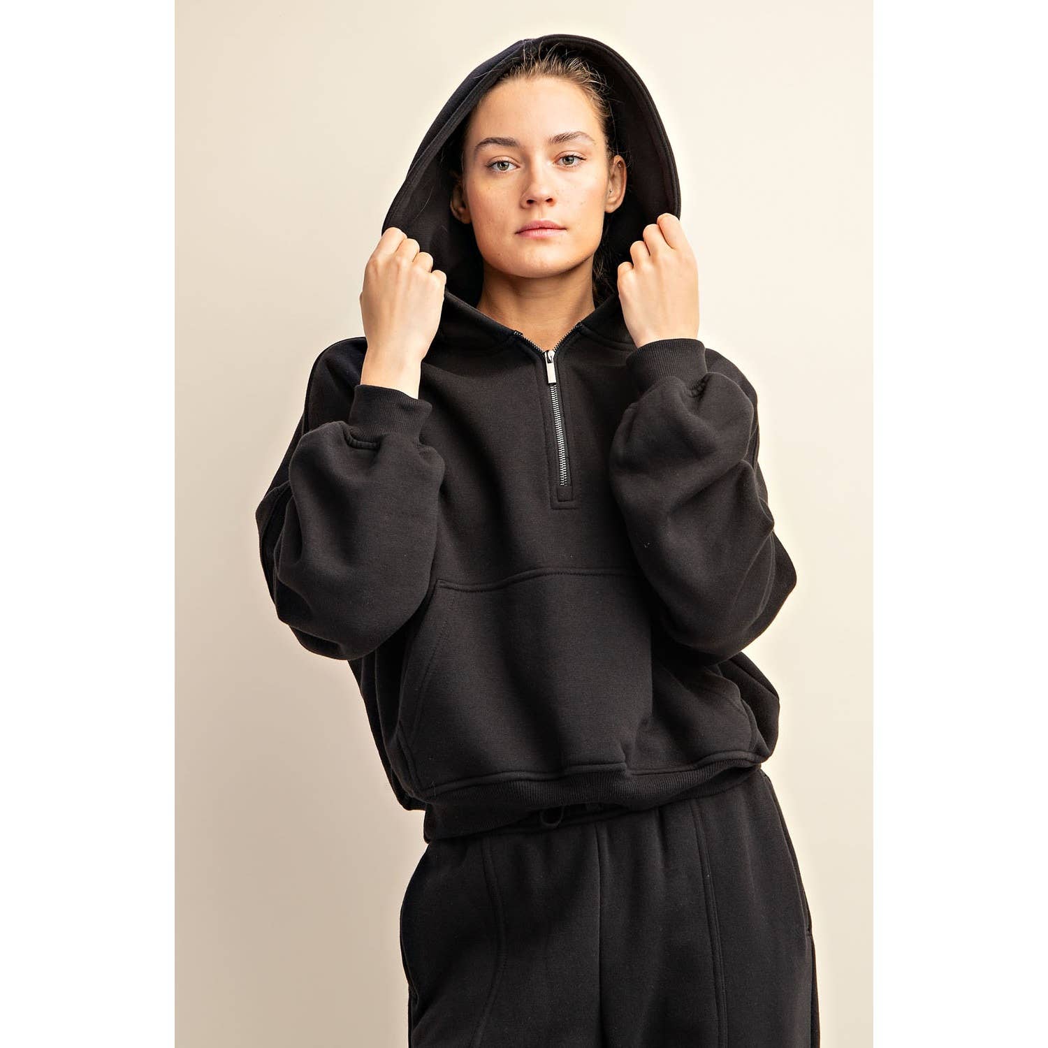French Terry Hoodie: Black