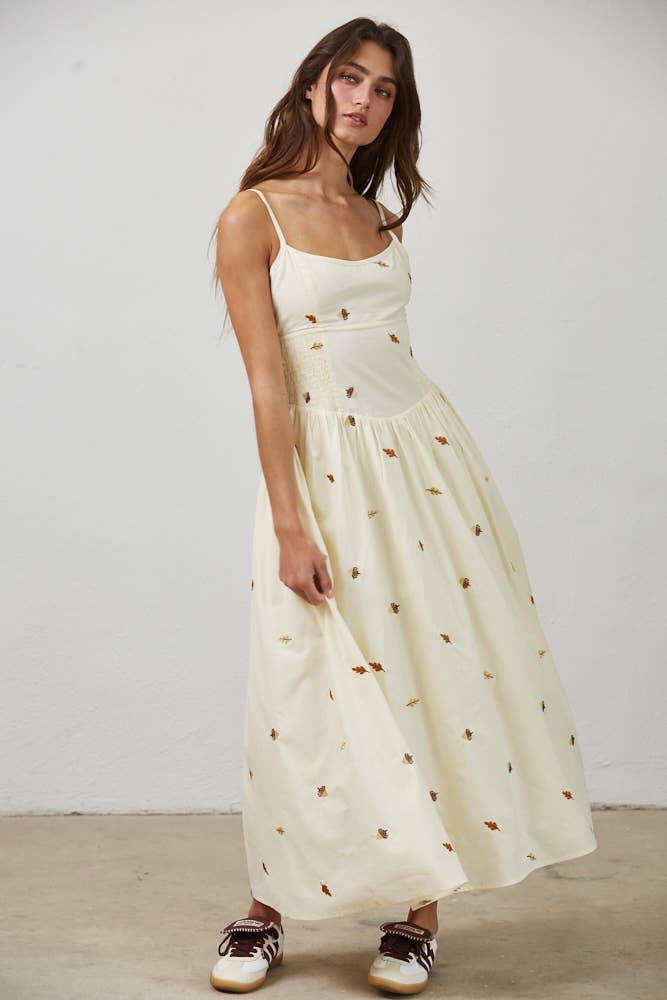 Leaf Maxi Dress: Beige