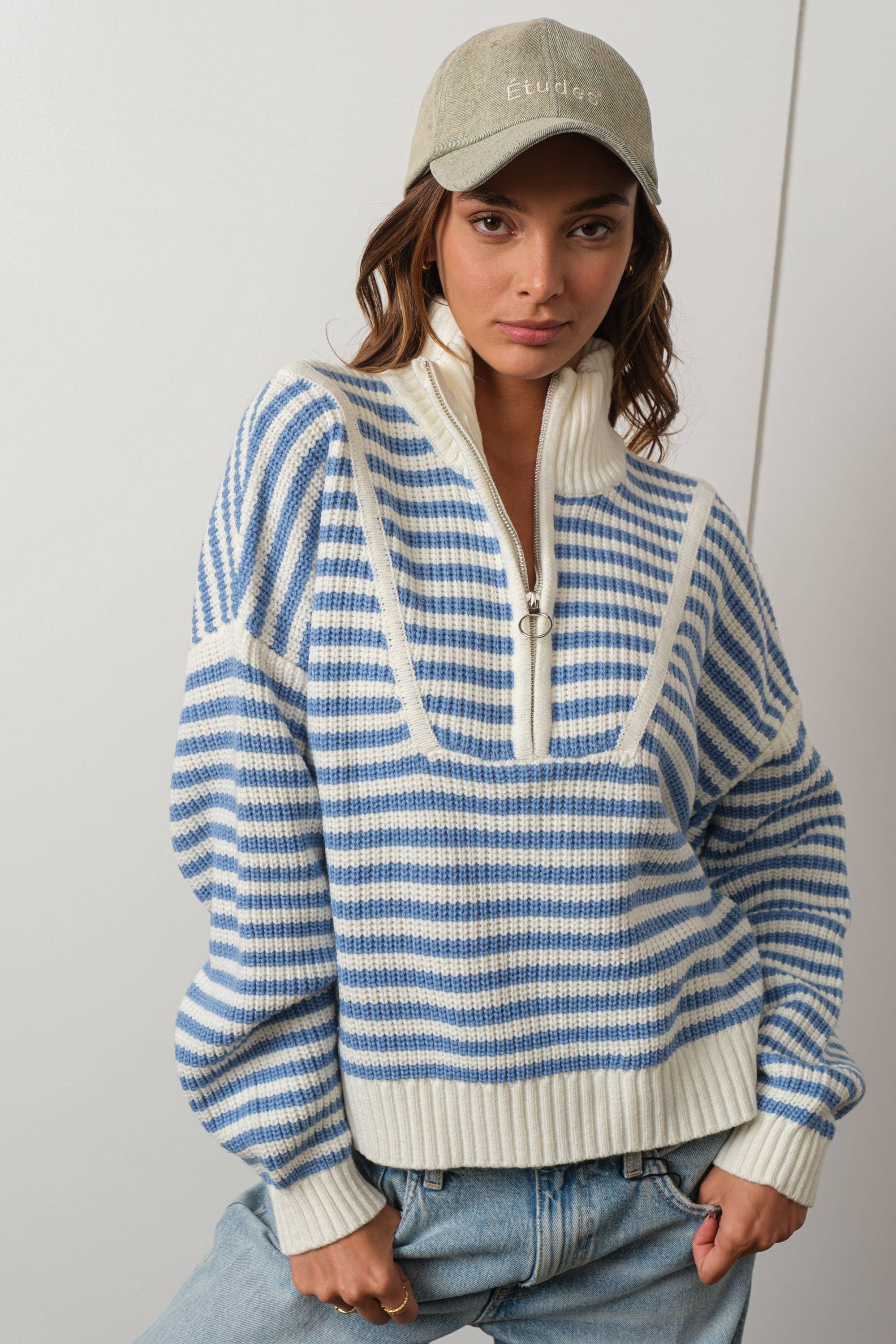 Cali Half-zip Sweater: Blue