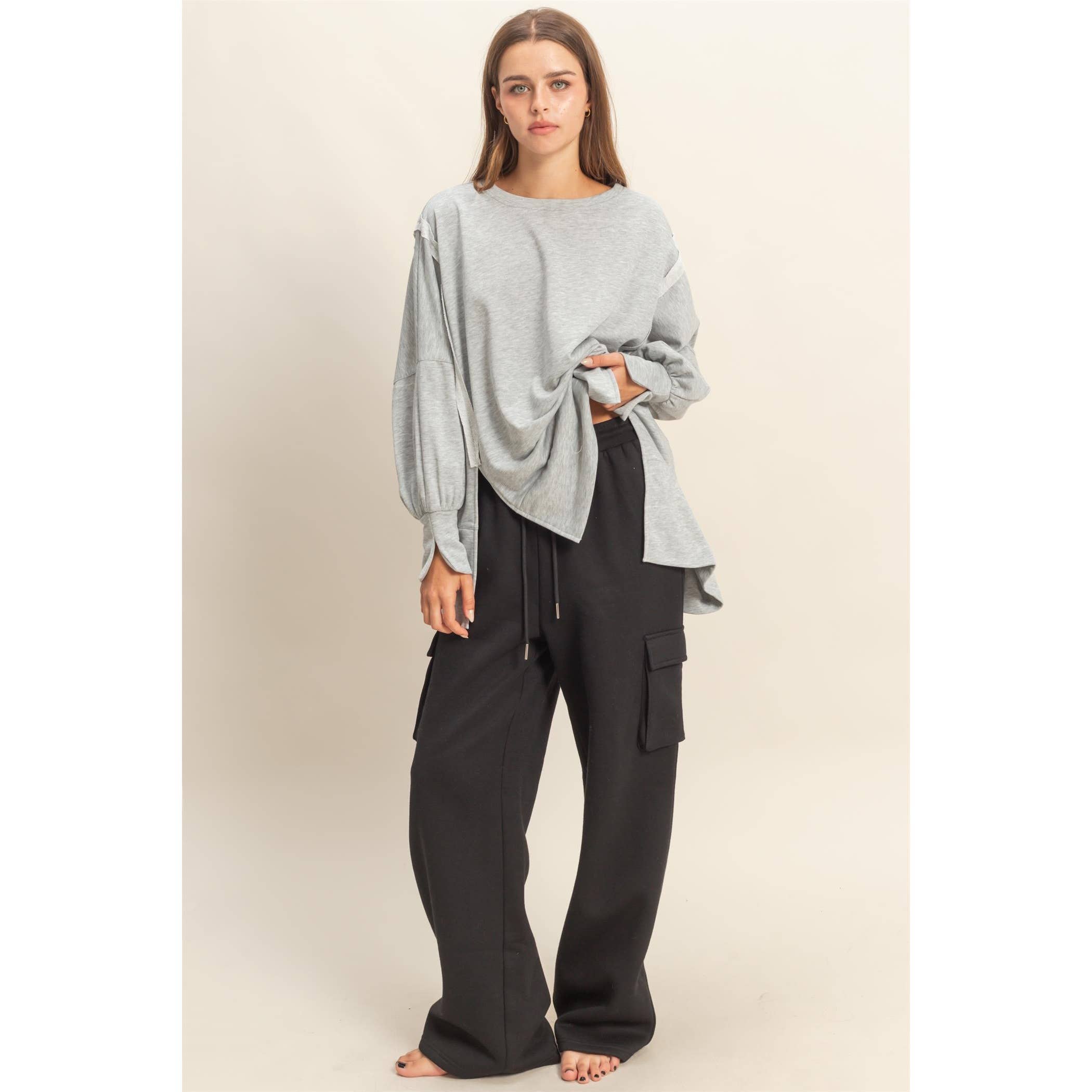 Unique Cuff Top:H.Gray