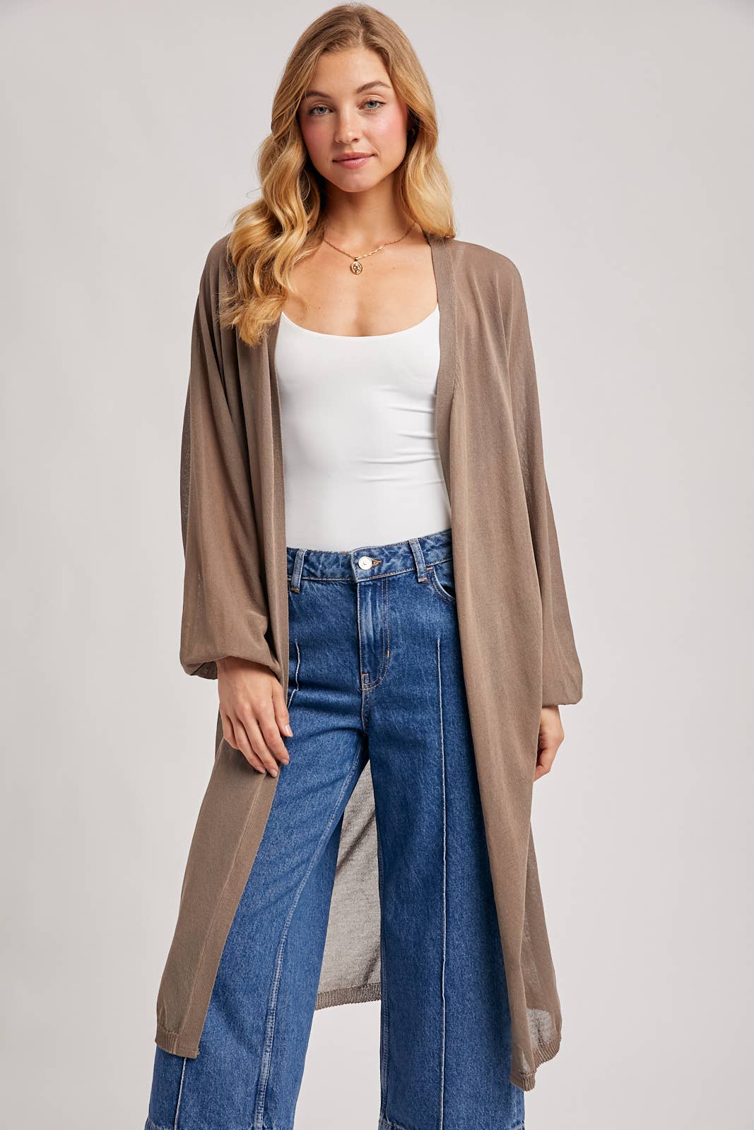 Sheer Knit Cardigan: Ash