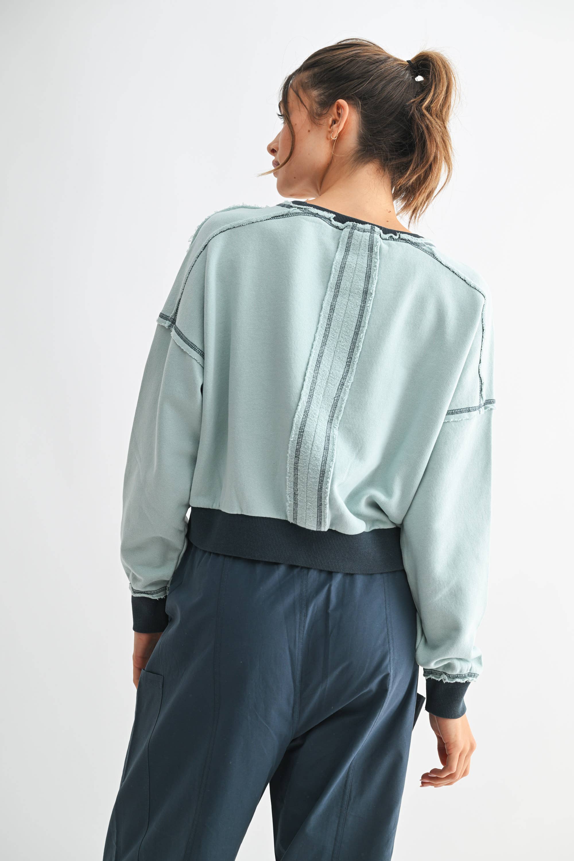 EchoWash Cotton Crewneck:Blue