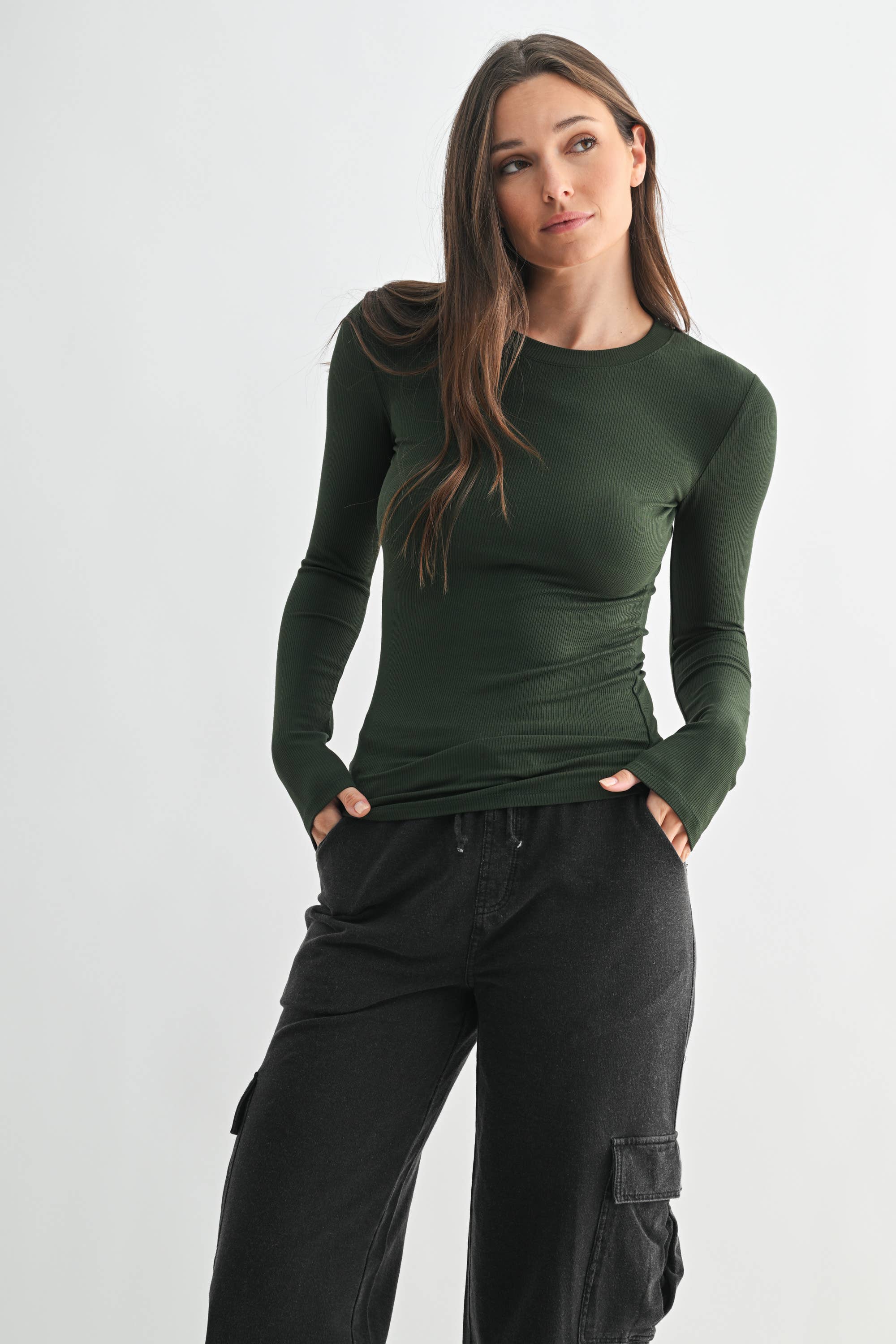 Essential Micro-Ribbed Athleisure Top: Plum