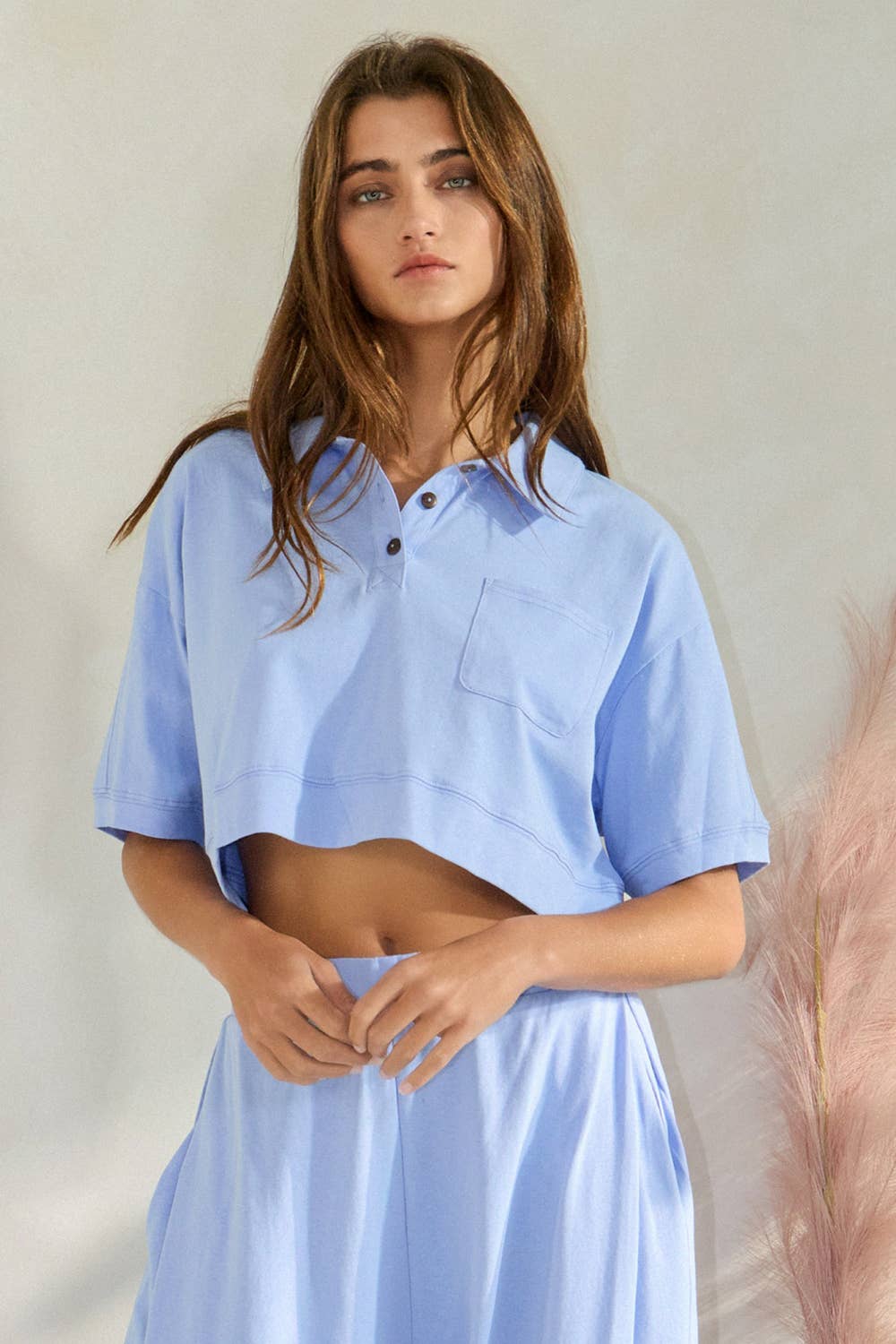Boxy Polo Top: Periwinkle