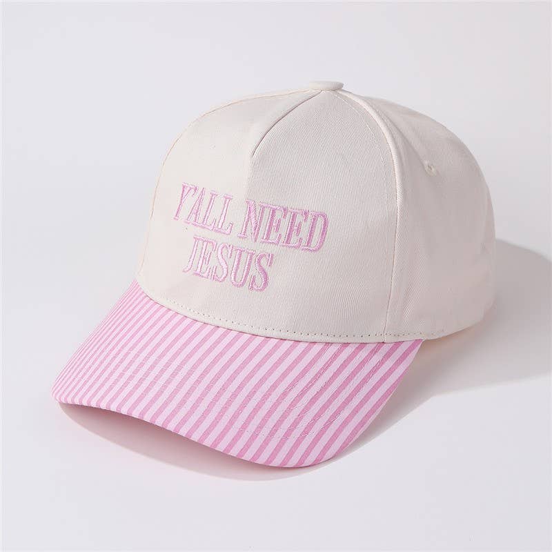 "Y'all Need Jesus" Hat: Pink