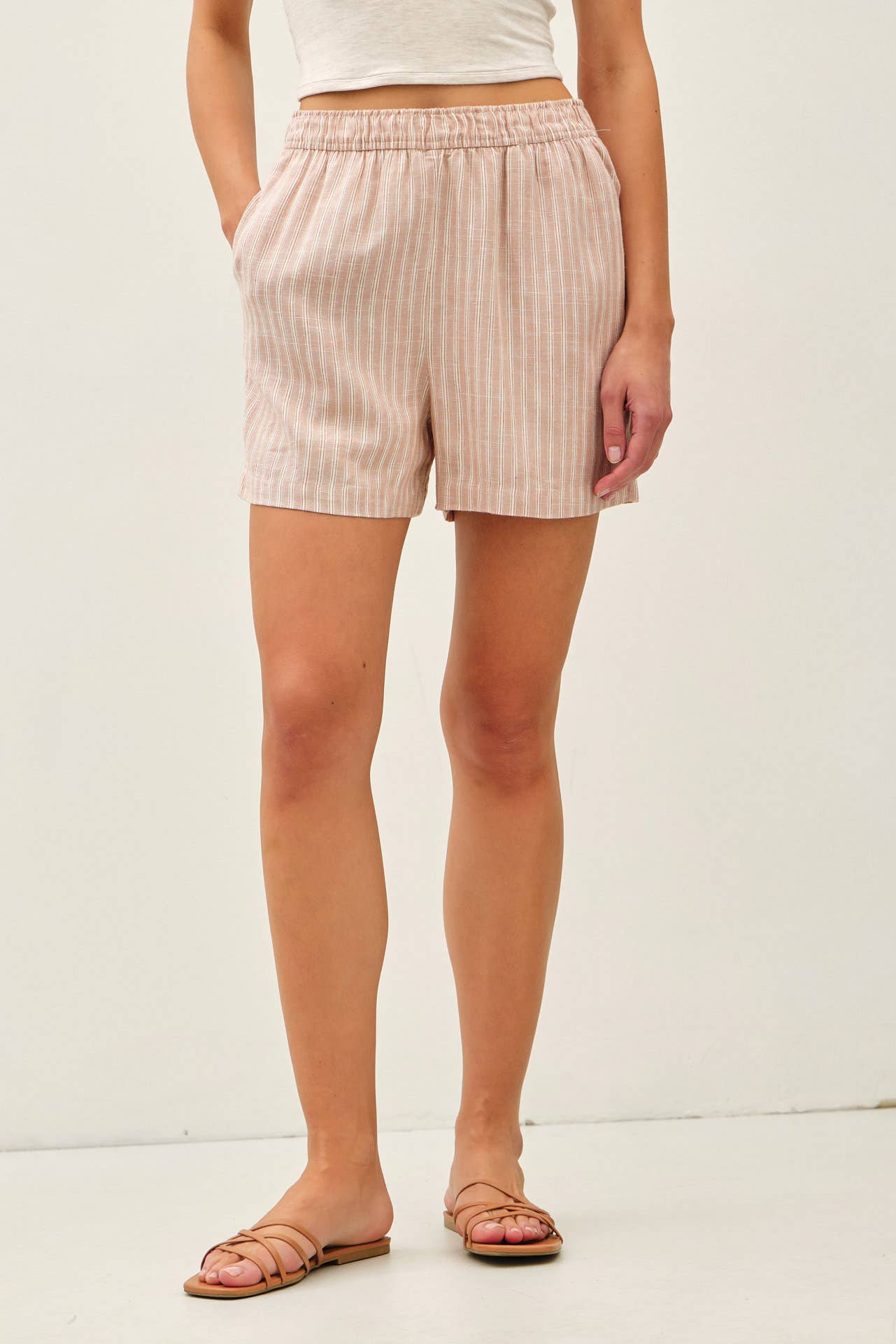 Striped Breezy Shorts: Hazelnut