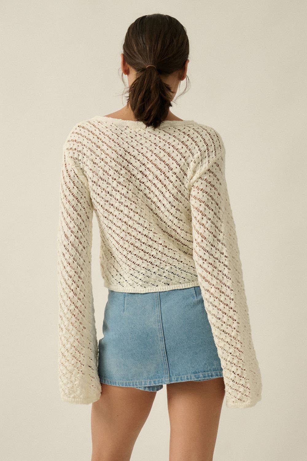 Bell-Sleeve Sweater: Off White