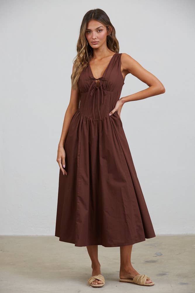 Rene Corset Poplin Midi Dress