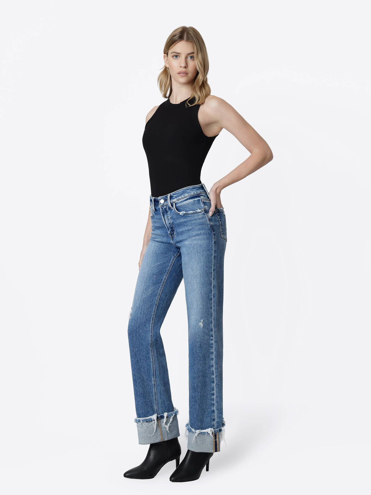Distressed Cuffed Jeans
