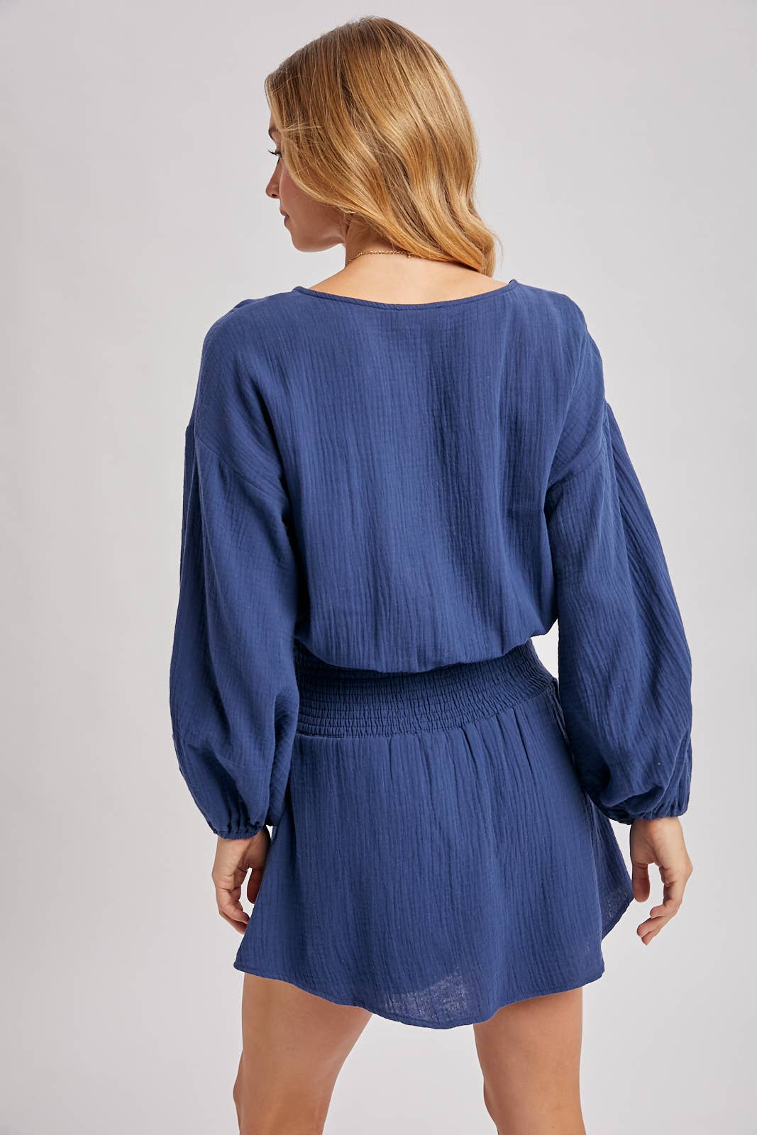Button Down Romper : Indigo