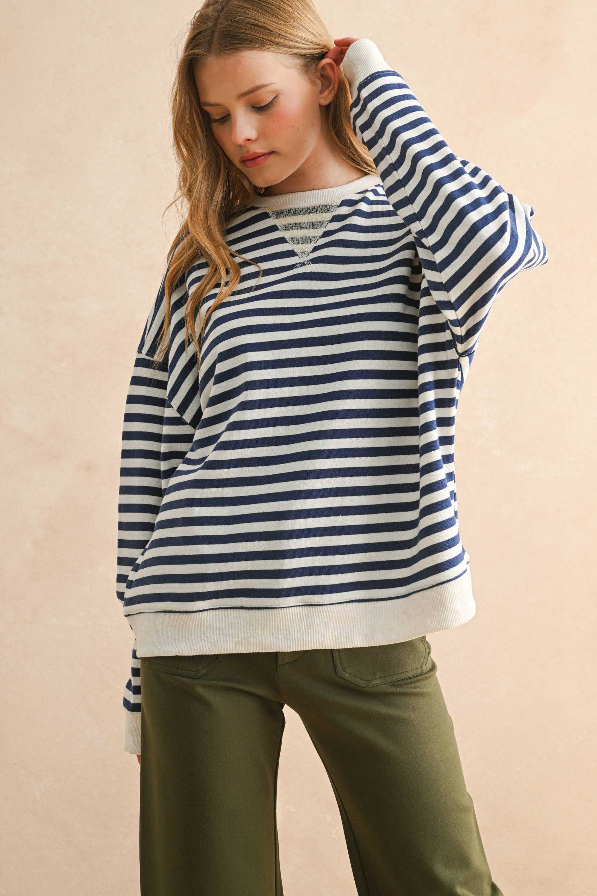 Striped Pullover: Red/Gray