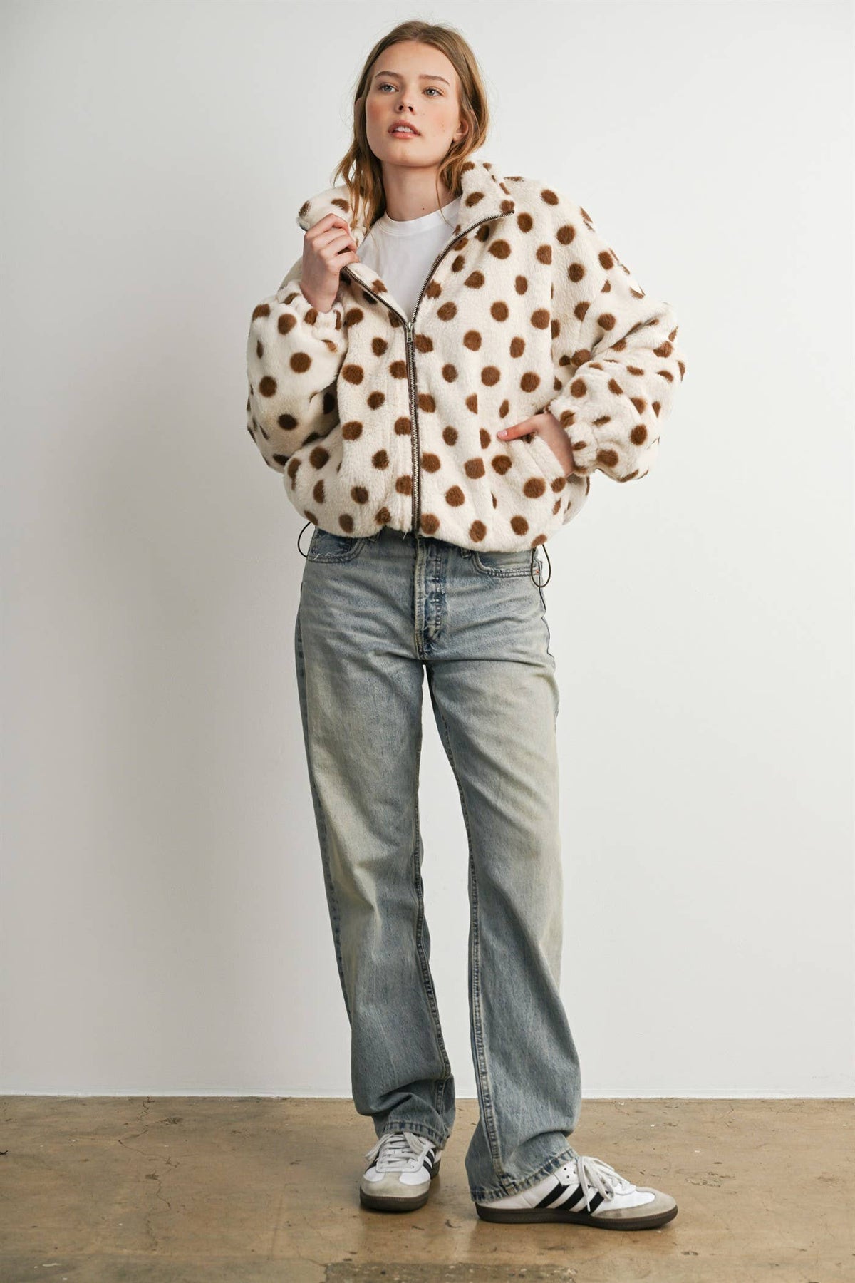 Polka Dot Sherpa Zip-Up