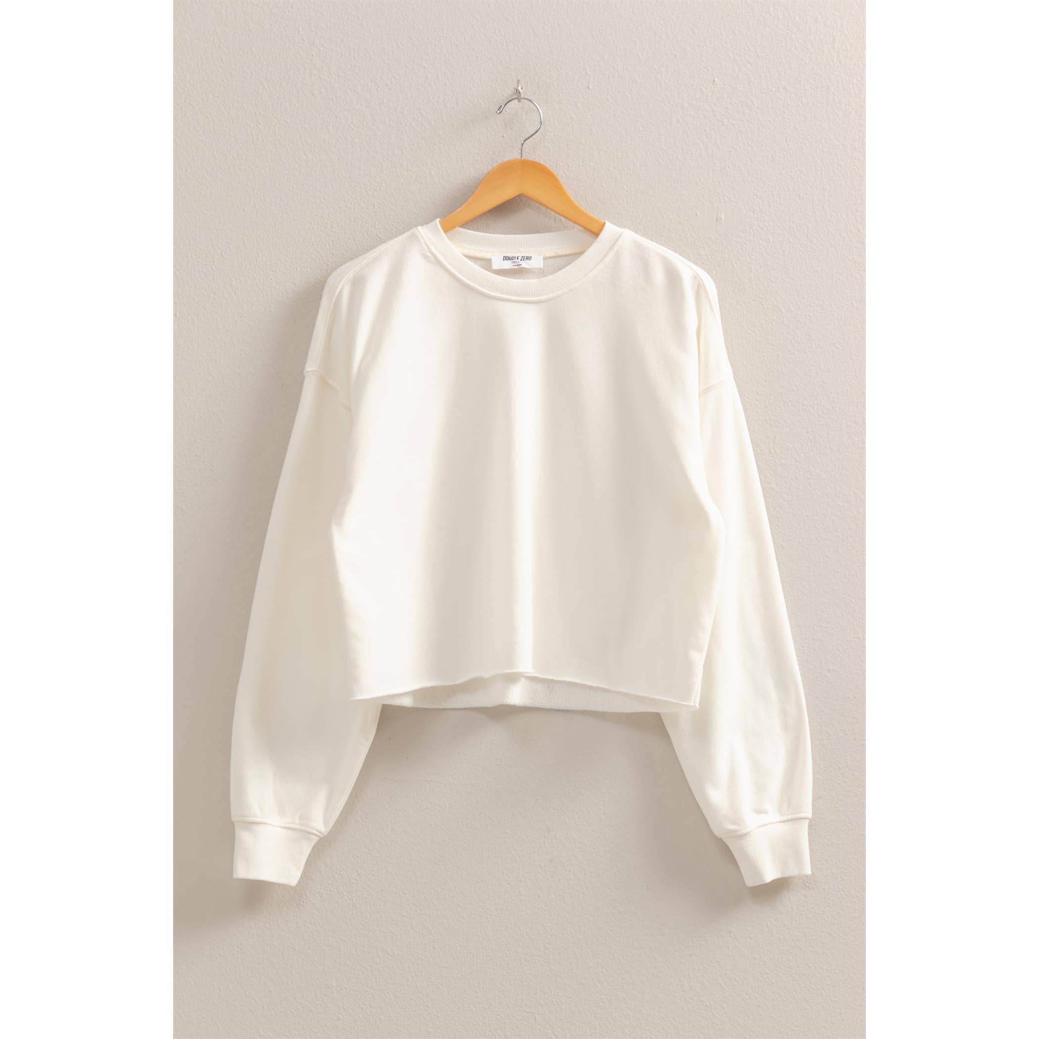 Raw Hem Pullover- White