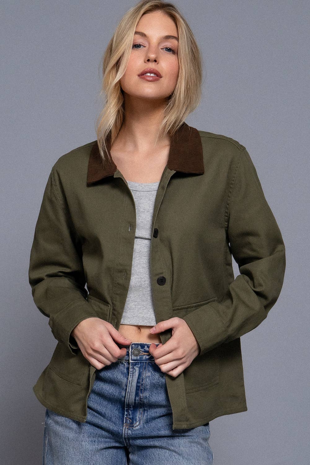 Corduroy Twill Jacket:Khaki