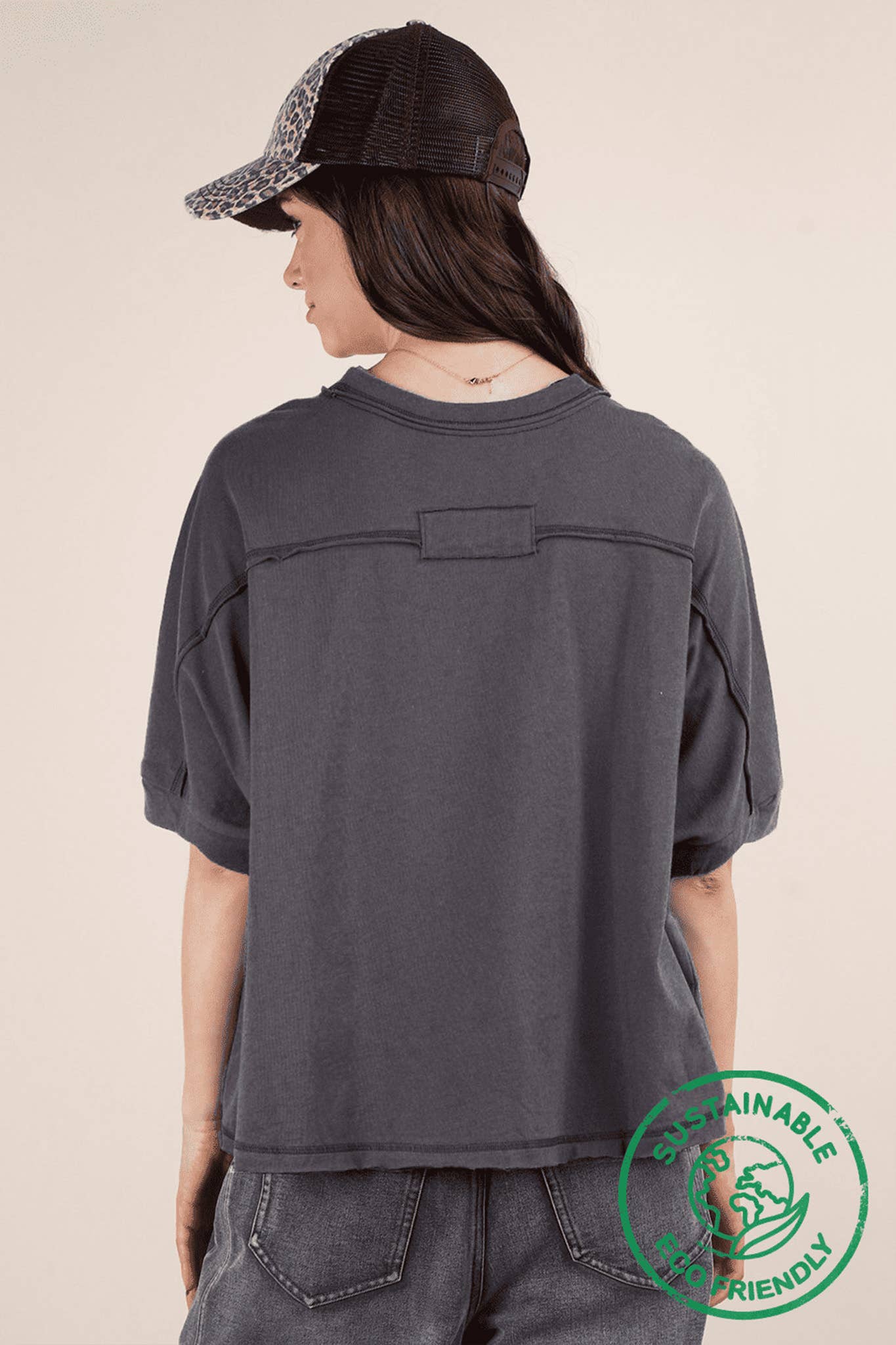 Oversized Comfy Knit Top:Charcoal