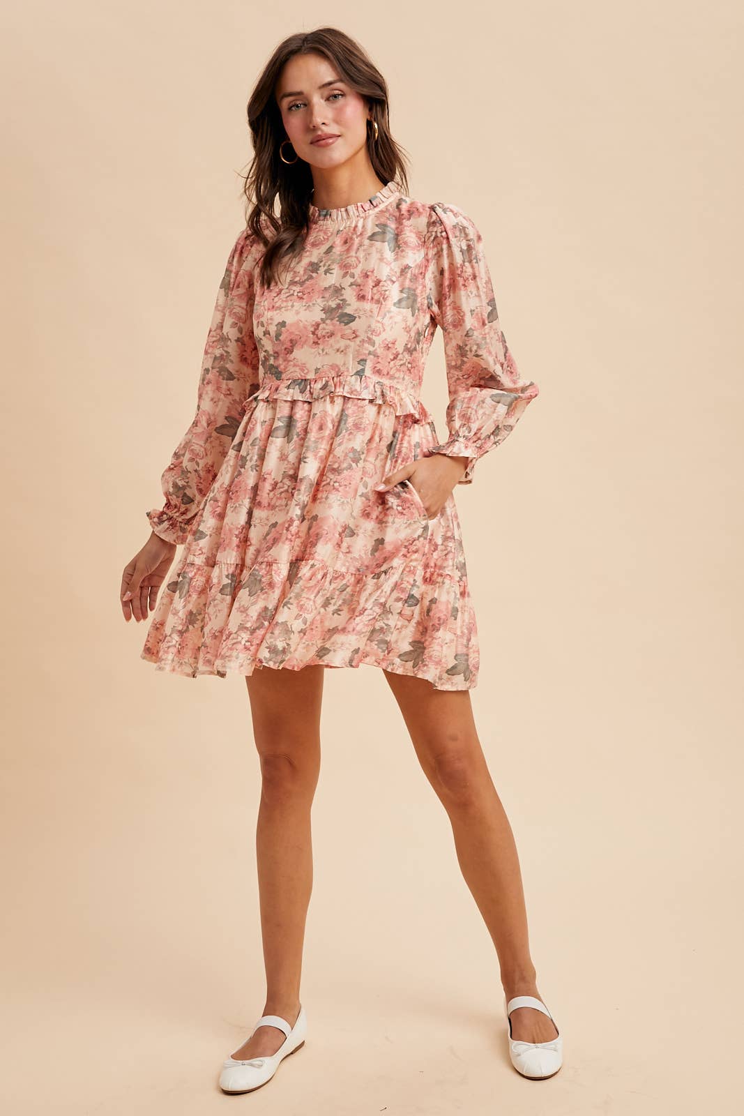 Floral Mock Mini Dress: Vintage Rose