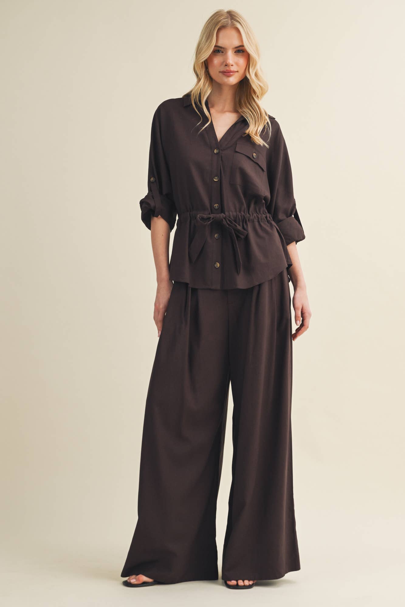 Utility Pocket Blouse: Espresso