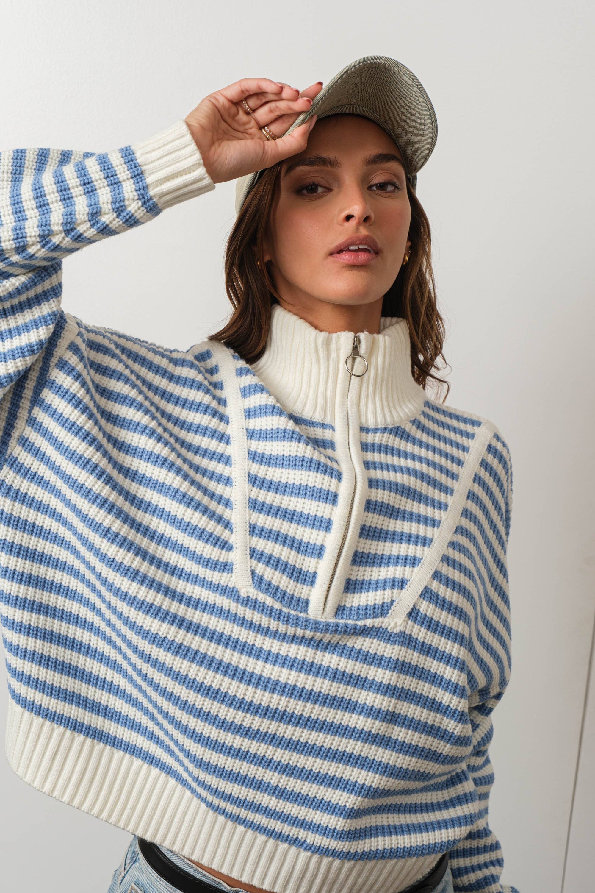 Cali Half-zip Sweater: Blue