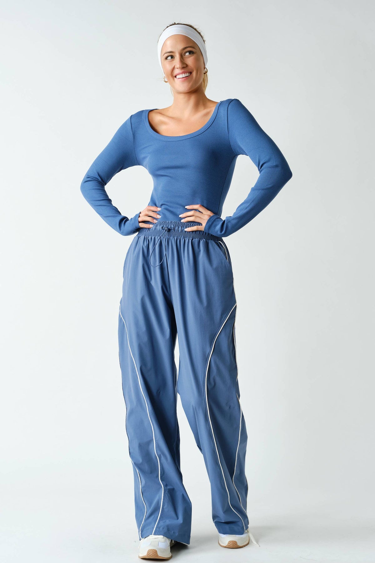 Curved Classic Track Pants: Ocean