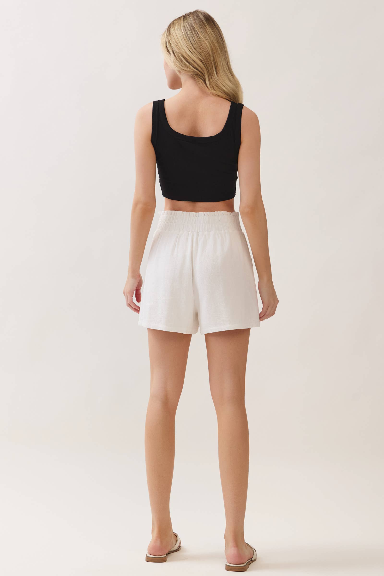 Ruffled Waist Shorts: Off White