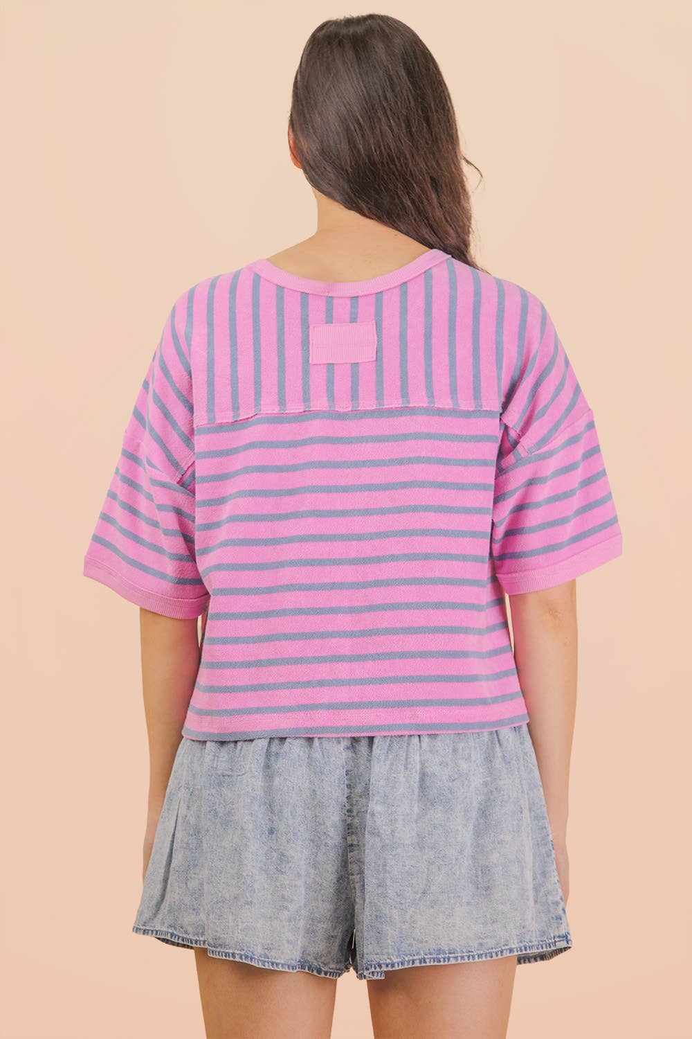 Oversized Stripe Knit Top: Purple