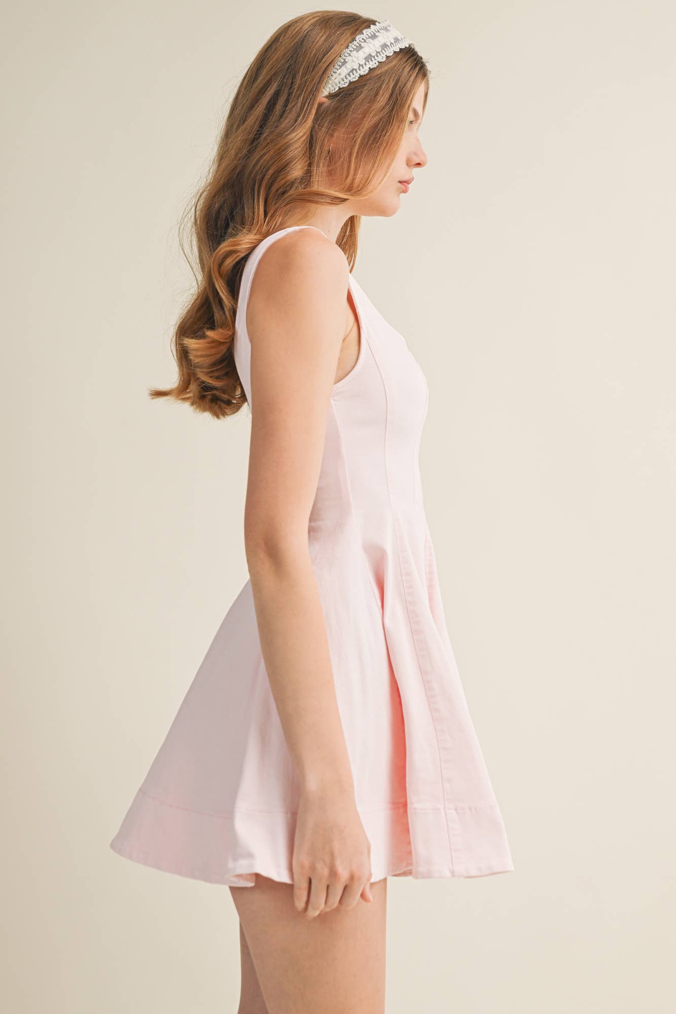 Structured Flared Mini Dress: Peony