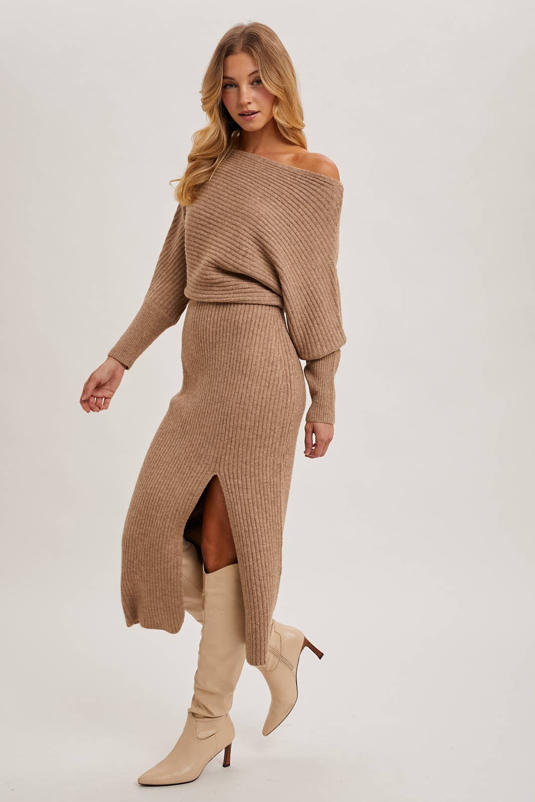 Off Side Sweater Dress: Oatmeal