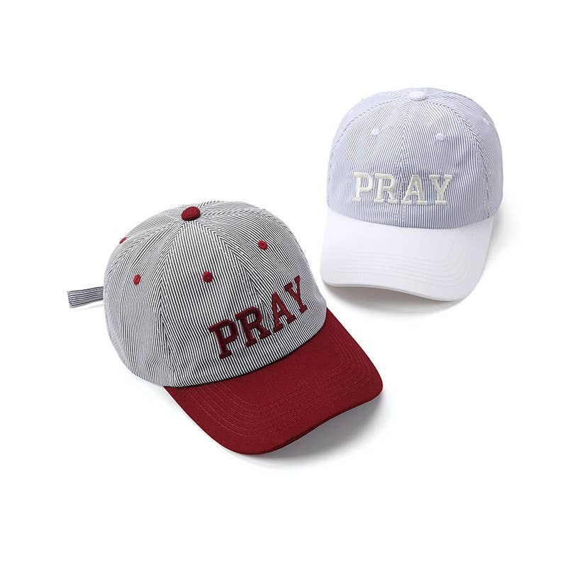PRAY Embroidered Baseball Cap: Burgundy