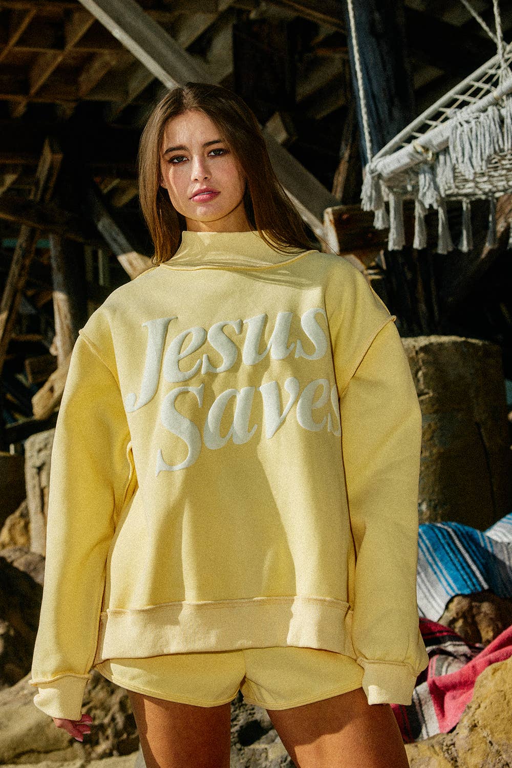 Jesus Saves Sweatshirt: Yellow