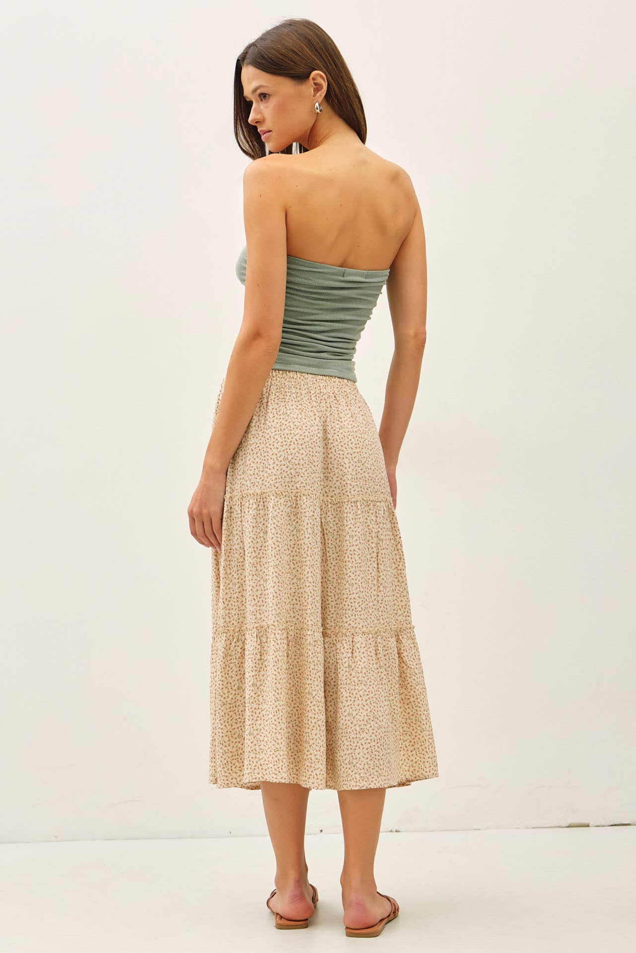 Jersey Ruched Tube Top: Sage